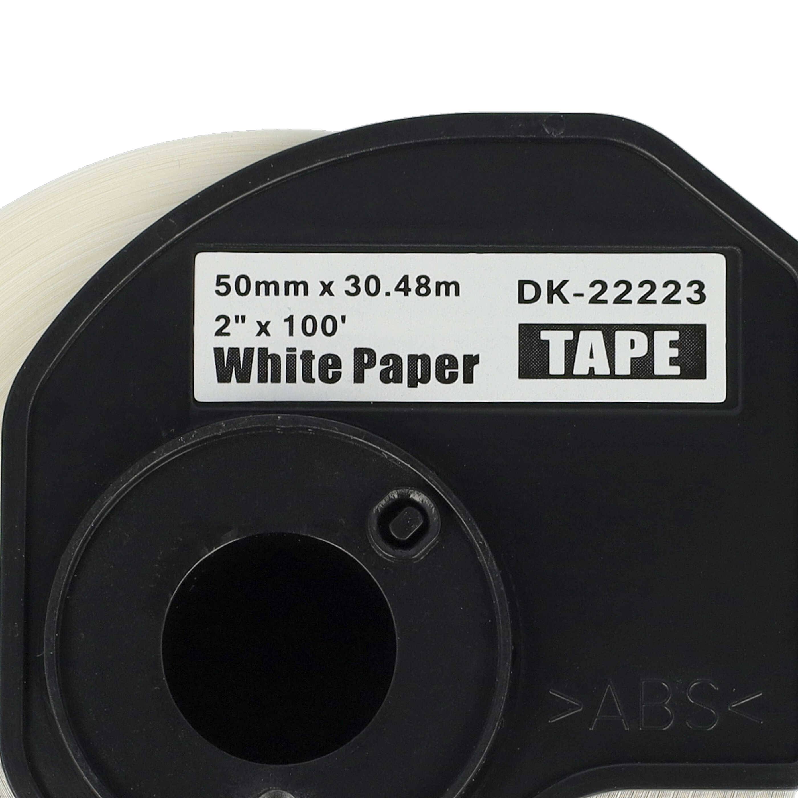 vhbw 10x Rolle mit Halter 50mm x 30,48m (1 Etikette) kompatibel mit Brother PT QL-820 Series Drucker - Premium Weiß