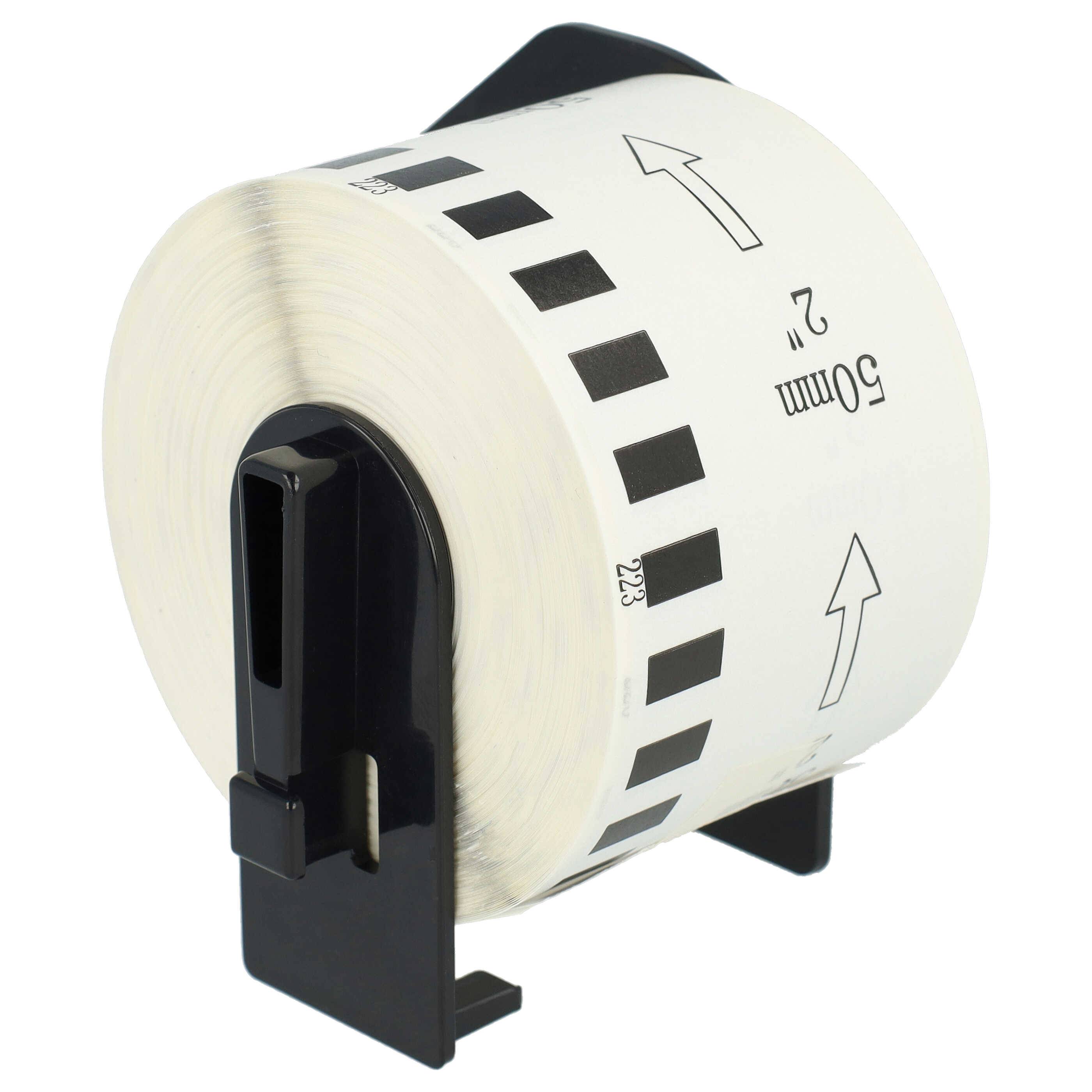 vhbw 10x Etiketten-Rolle mit Halter 50mm x 30,48m (1 Etikette) kompatibel mit Brother PT QL560VP, QL-560YX Etiketten-Drucker - Premium