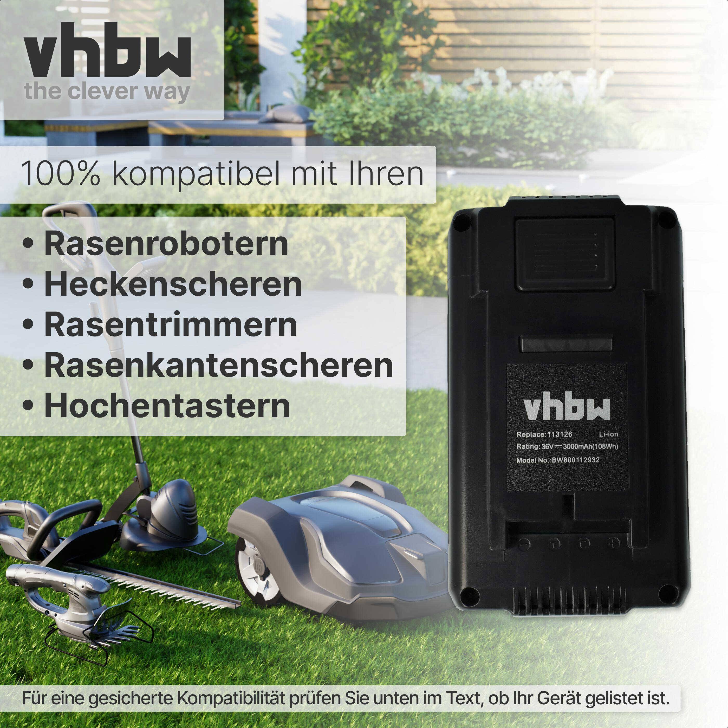 vhbw Akku kompatibel mit AL-KO Energy Flex GT 4030 Grass Trimmer, GTA 4030 Li Grass Trimmer Rasenmäher Rasenroboter (3000mAh, 36V, Li-Ion)