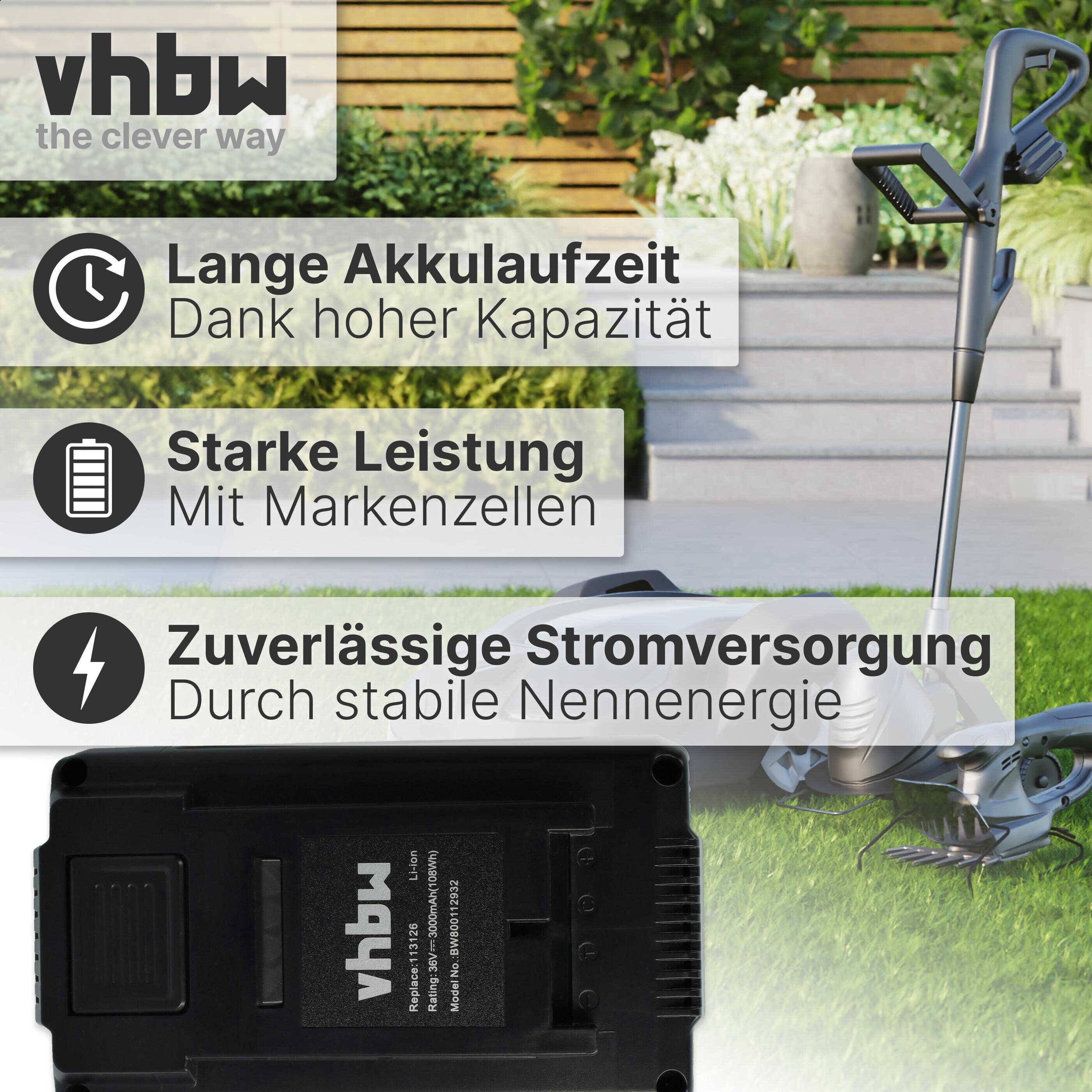 vhbw Akku kompatibel mit AL-KO Easy Flex SB 2035 Cordless Plant Sprayer Rasenmäher Rasenroboter (3000mAh, 36V, Li-Ion)