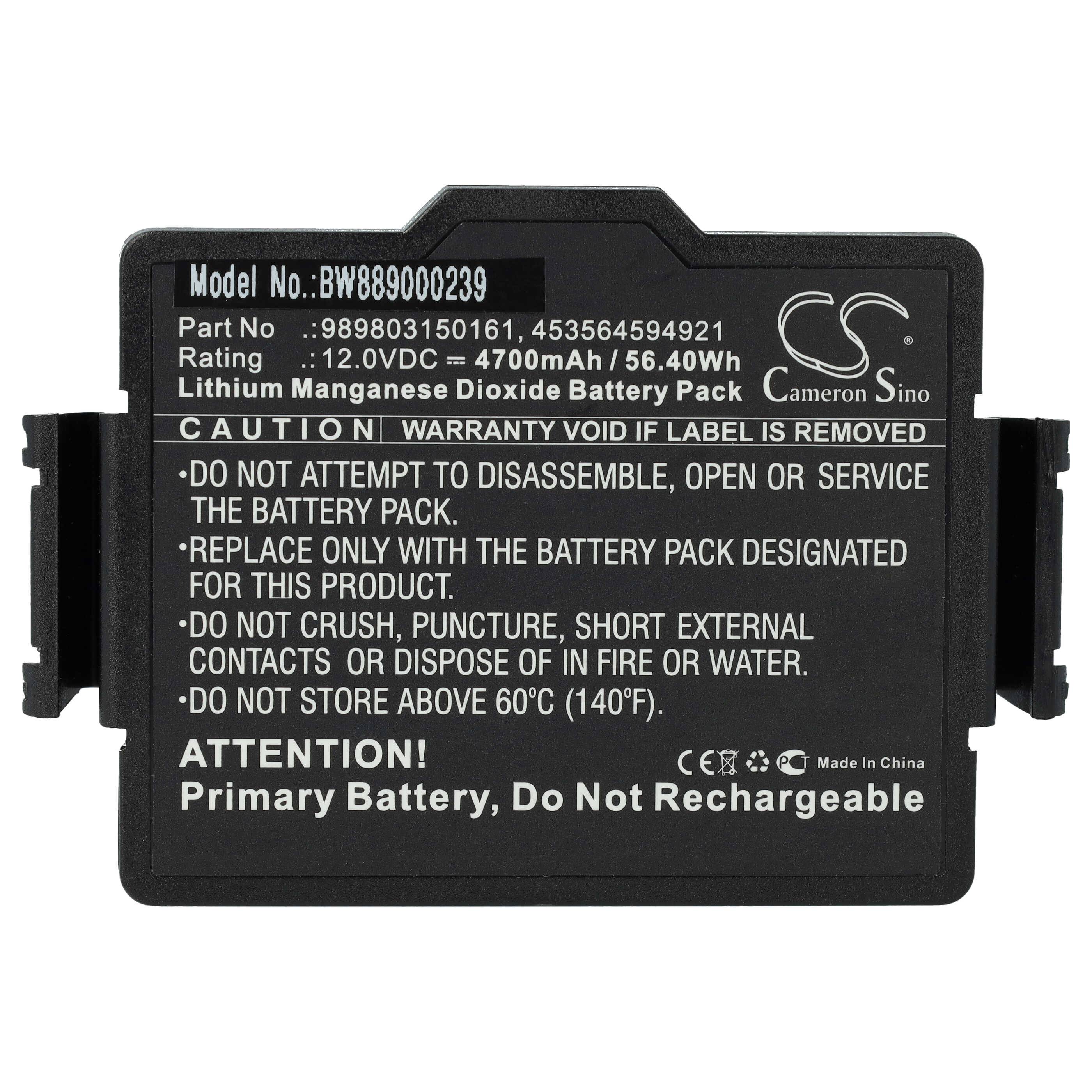 vhbw Batterie Ersatz für Philips 453564288031, 453564594921, 989803150161 für Medizintechnik (4700mAh, 12V, Li-MnO2)