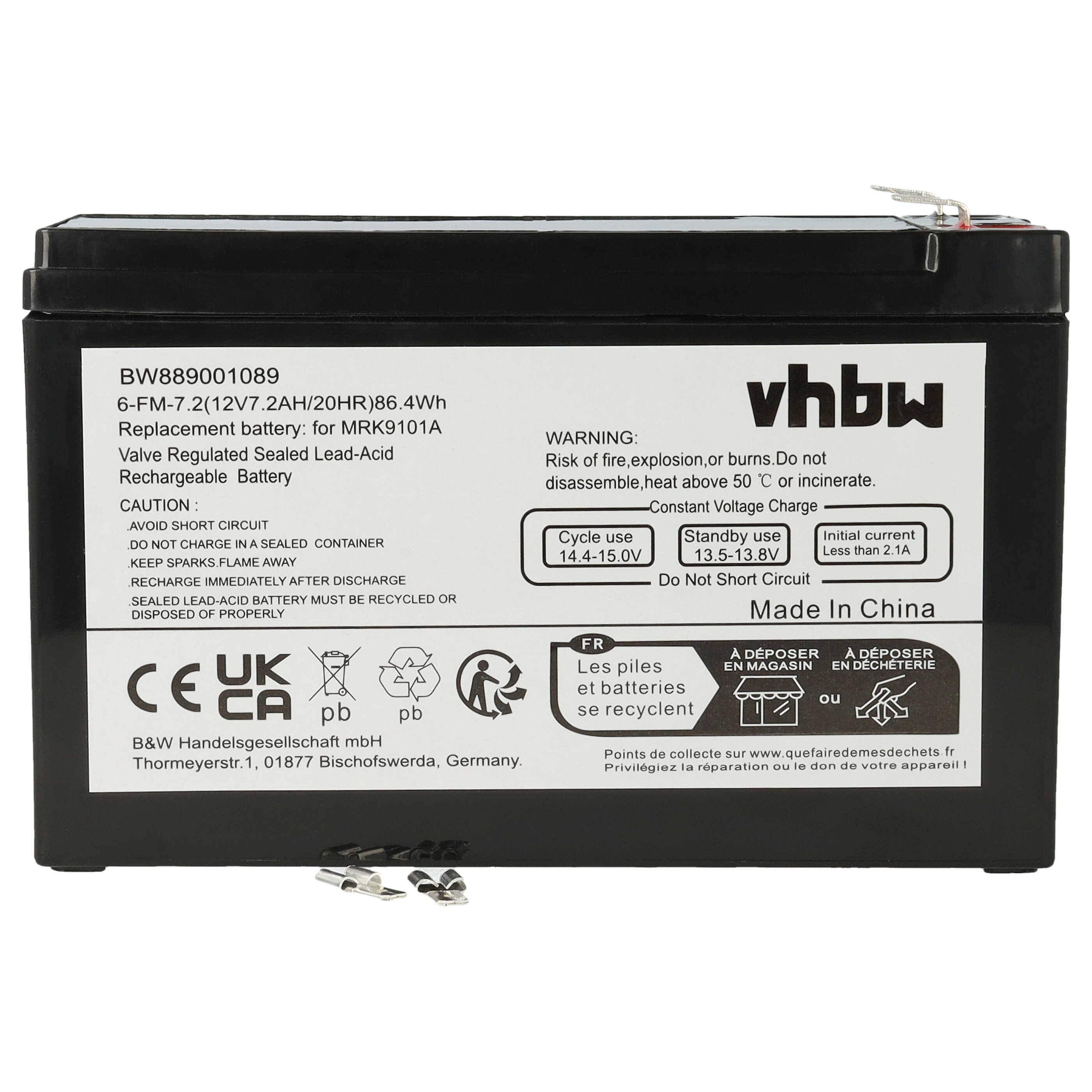 vhbw Akku Ersatz für YUASA NP7-12 für USV (7200 mAh, 12 V, AGM)