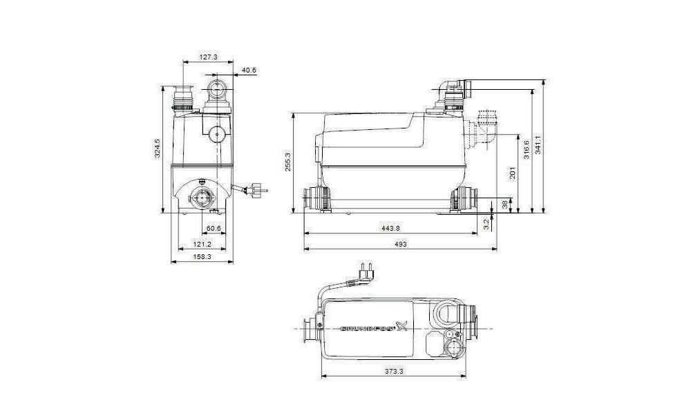 Grundfos Grundf Kleinhebeanlage SOLOLIFT2 C-3 0,64 kW, 230-240 V/50
