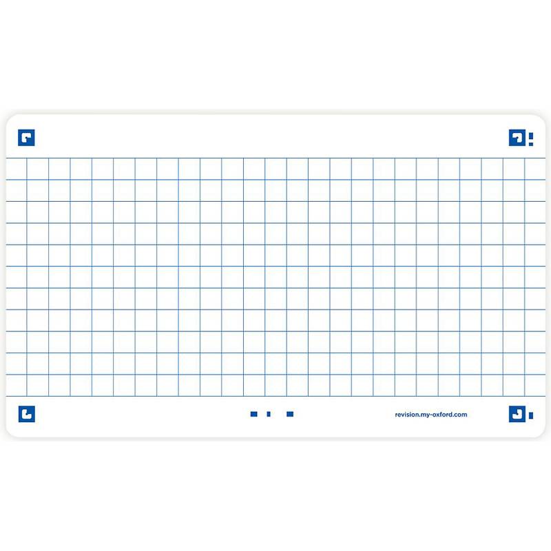 Rechteckige weiße Matte mit einem blauen Gittermuster. Enthält kleine blaue Quadrate in jeder Ecke, die wahrscheinlich Ausrichtungs- oder Messzwecke andeuten.