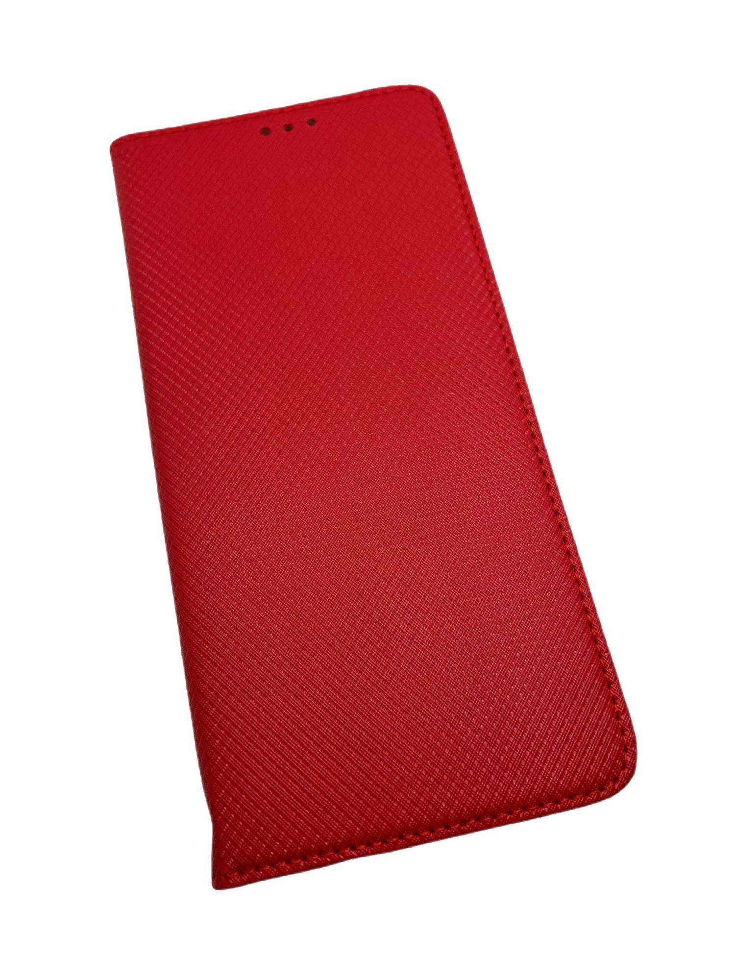 Elegante Buch-Tasche Hülle Smart Magnet für MOTOROLA MOTO G62 5G Leder Optik Wallet Book-Style Cover Schale in Rot