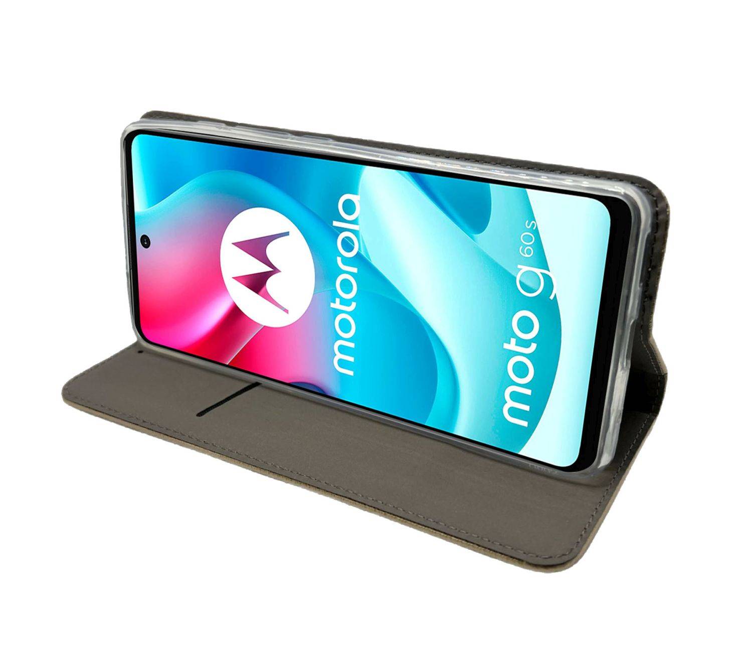 Elegante Buch-Tasche Hülle Smart Magnet für MOTOROLA MOTO G62 5G Leder Optik Wallet Book-Style Cover Schale in Gold