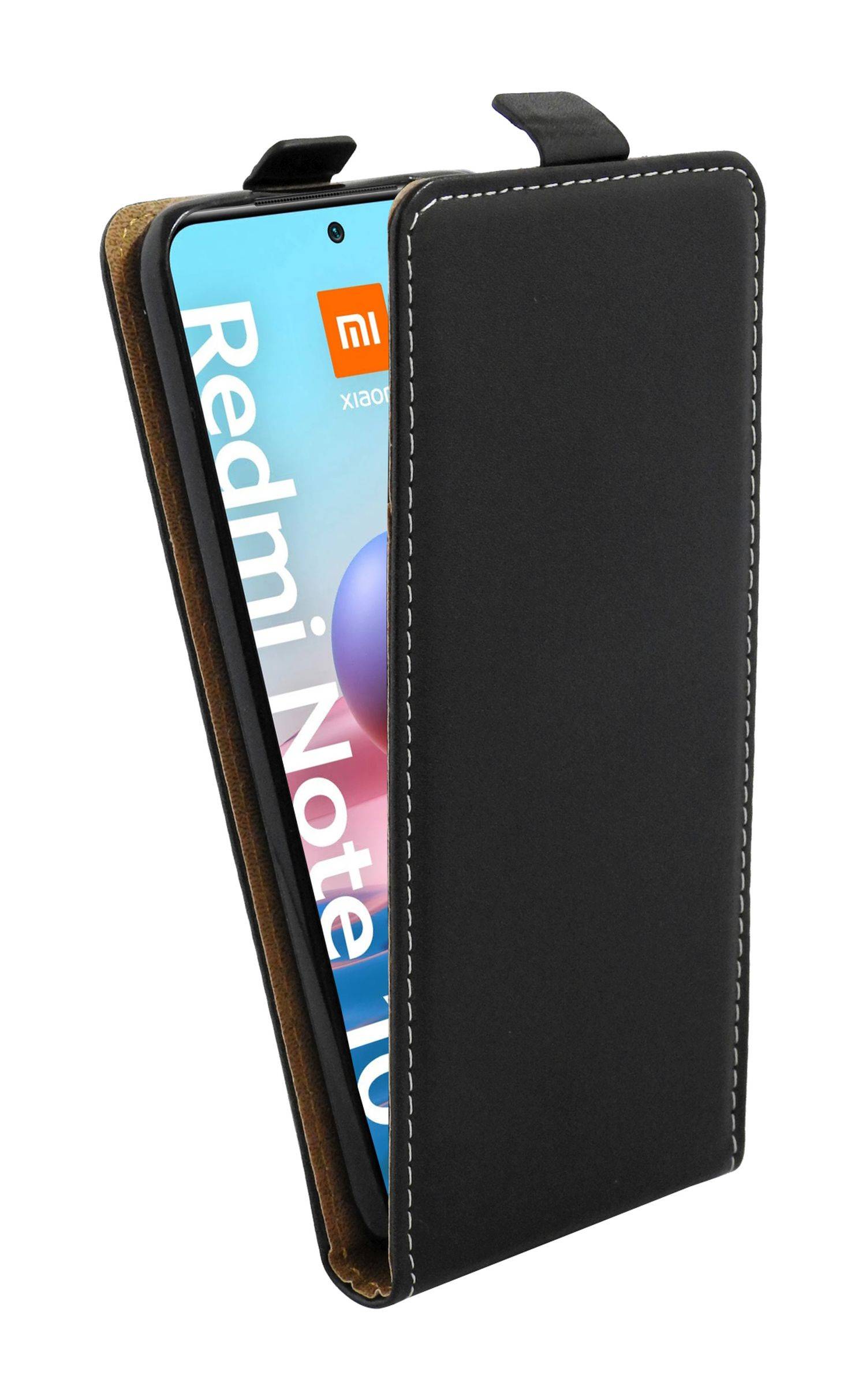 Flip Case kompatibel mit XIAOMI REDMI NOTE 10 5G Handy Tasche vertikal aufklappbar Schutzhülle Klapp Hülle Schwarz