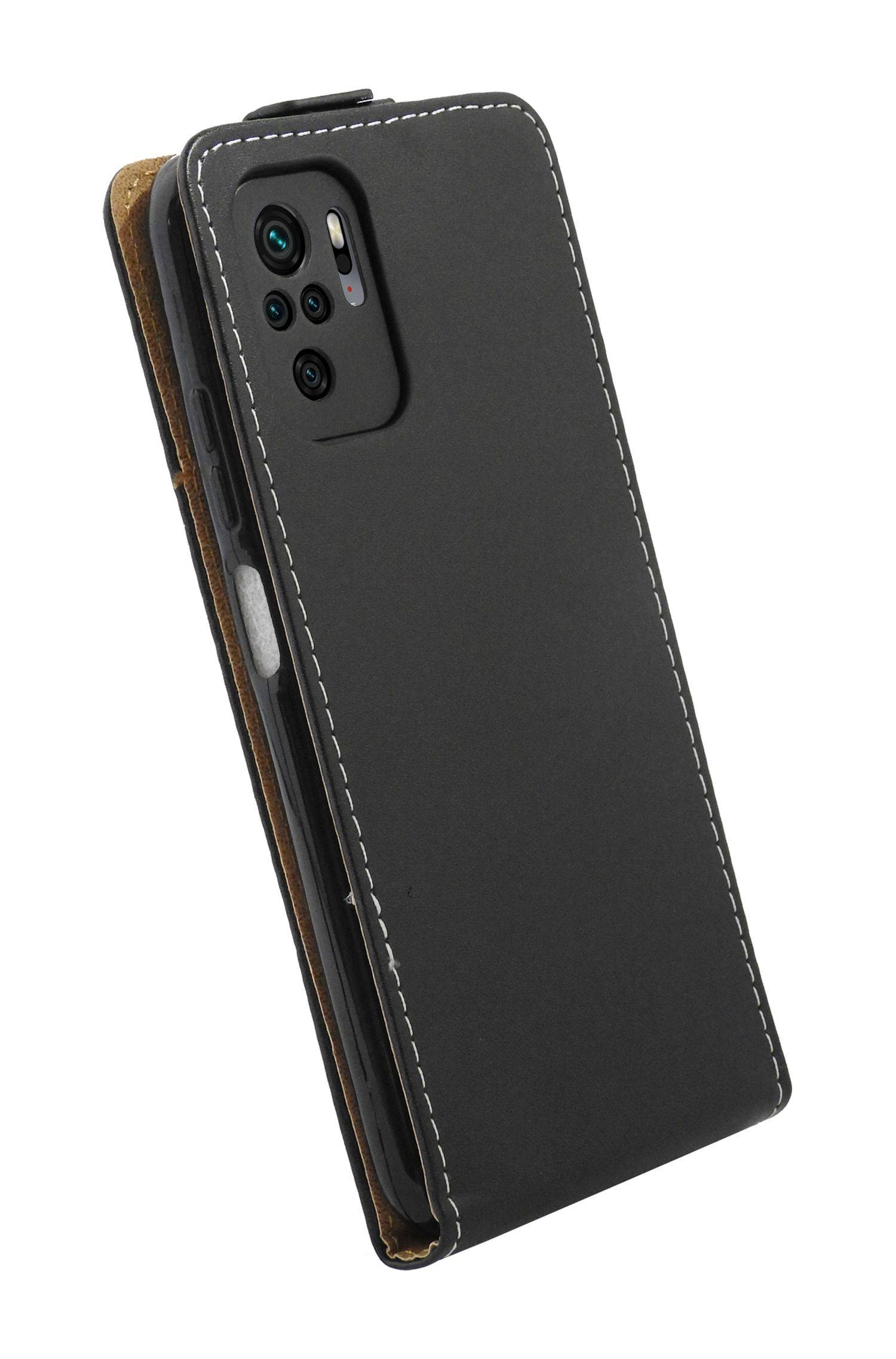 Flip Case kompatibel mit XIAOMI REDMI NOTE 10 5G Handy Tasche vertikal aufklappbar Schutzhülle Klapp Hülle Schwarz