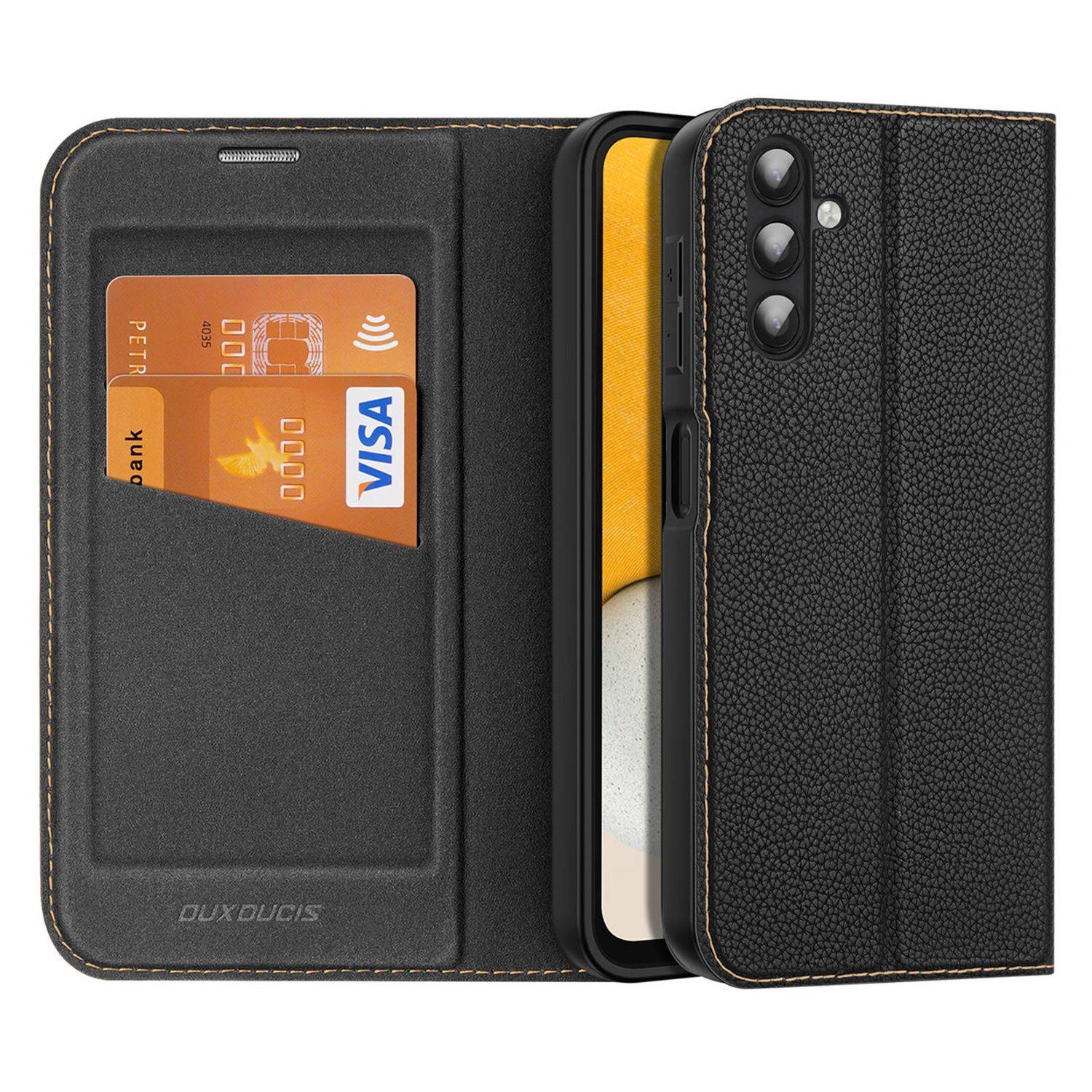 "Dux Ducis" Skin X2 für SAMSUNG GALAXY S23 ULTRA Handy Hülle Etui Schutzhülle mit Standfunktion, Kartenfach Schwarz