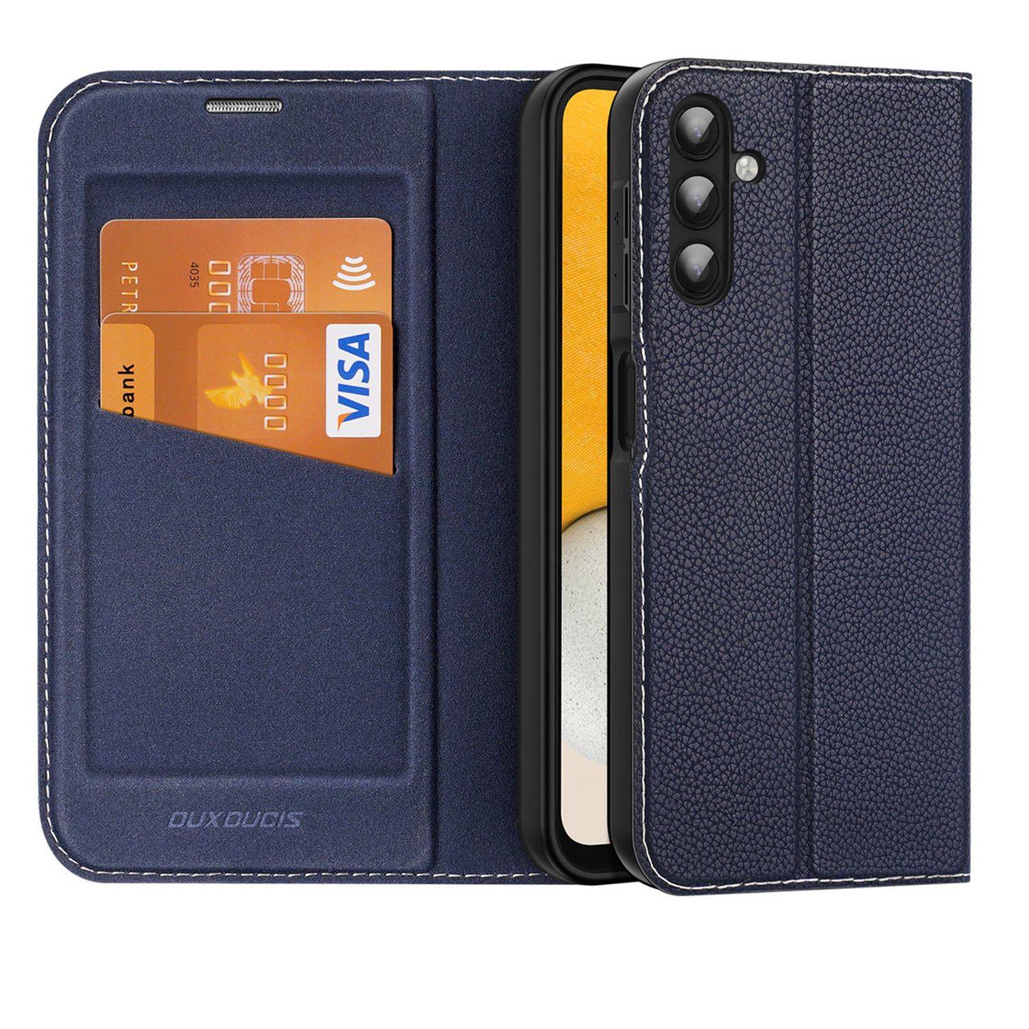 "Dux Ducis" Skin X2 für SAMSUNG GALAXY S23 ULTRA Handy Hülle Etui Schutzhülle mit Standfunktion, Kartenfach Blau