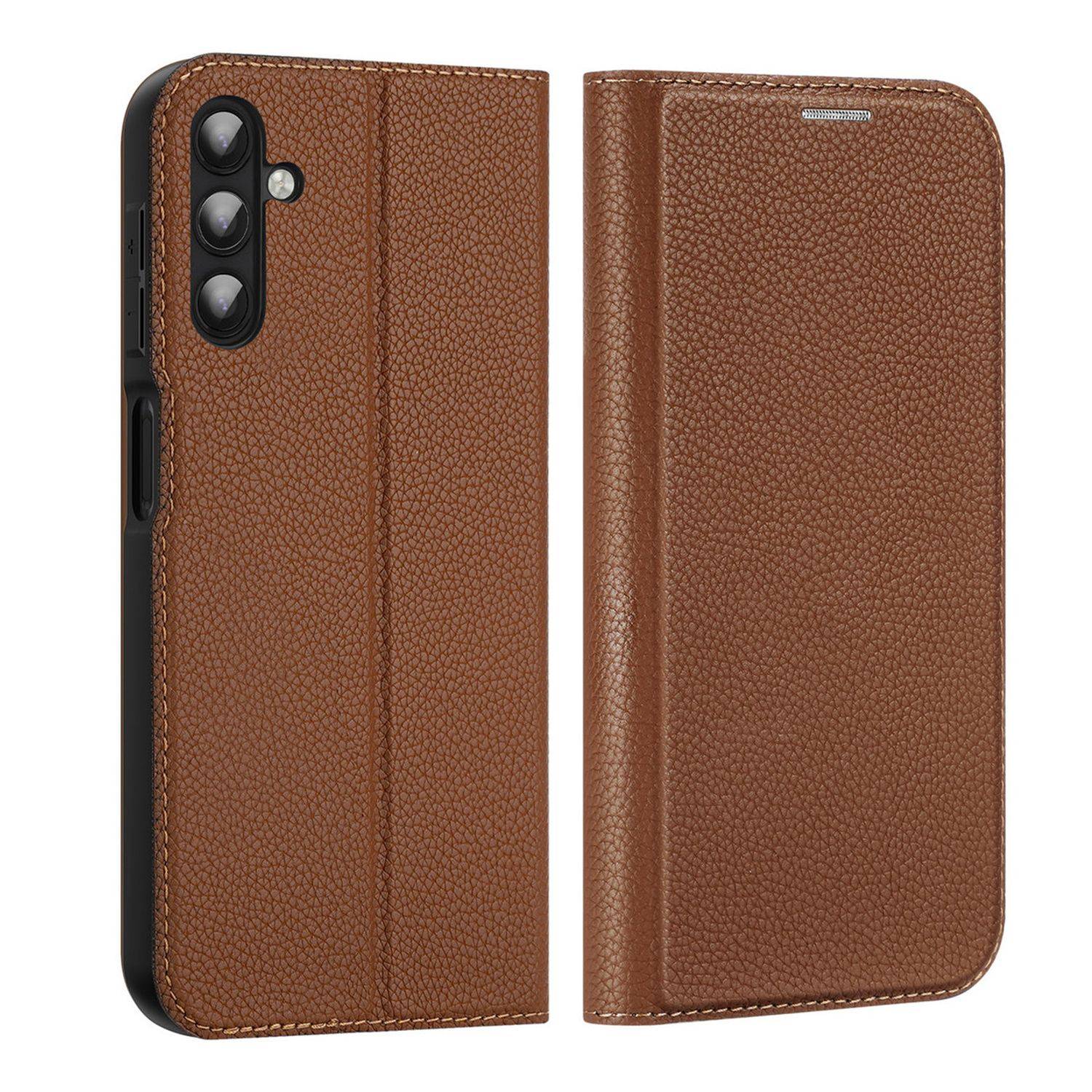 "Dux Ducis" Skin X2 für SAMSUNG GALAXY S23 ULTRA Handy Hülle Etui Schutzhülle mit Standfunktion, Kartenfach Braun