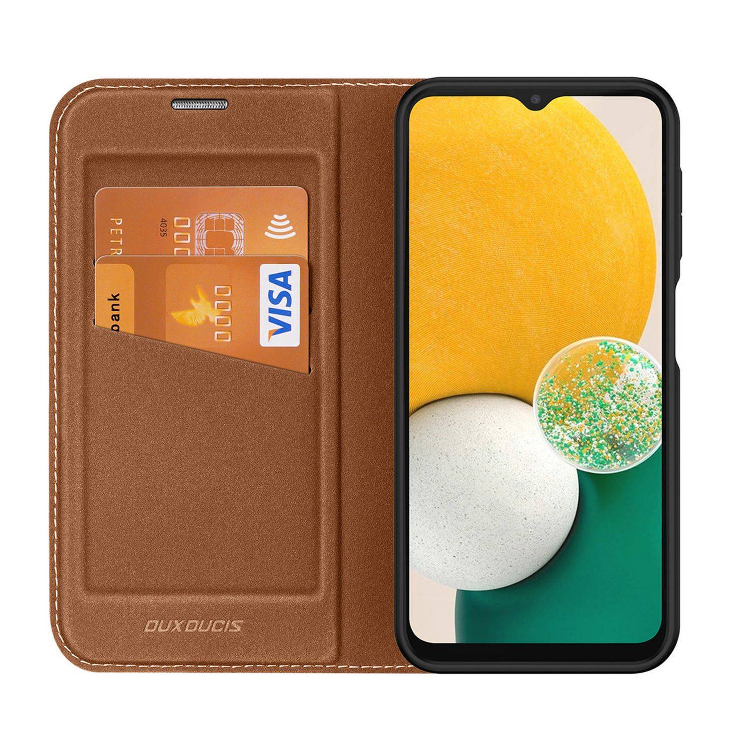 "Dux Ducis" Skin X2 für SAMSUNG GALAXY S23 ULTRA Handy Hülle Etui Schutzhülle mit Standfunktion, Kartenfach Braun