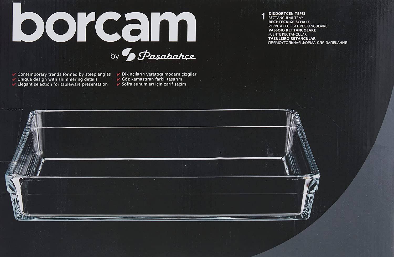 Pasbahce Borcam Premium Rechteckblech 26Cmx37Cm, 4350 cc transparent