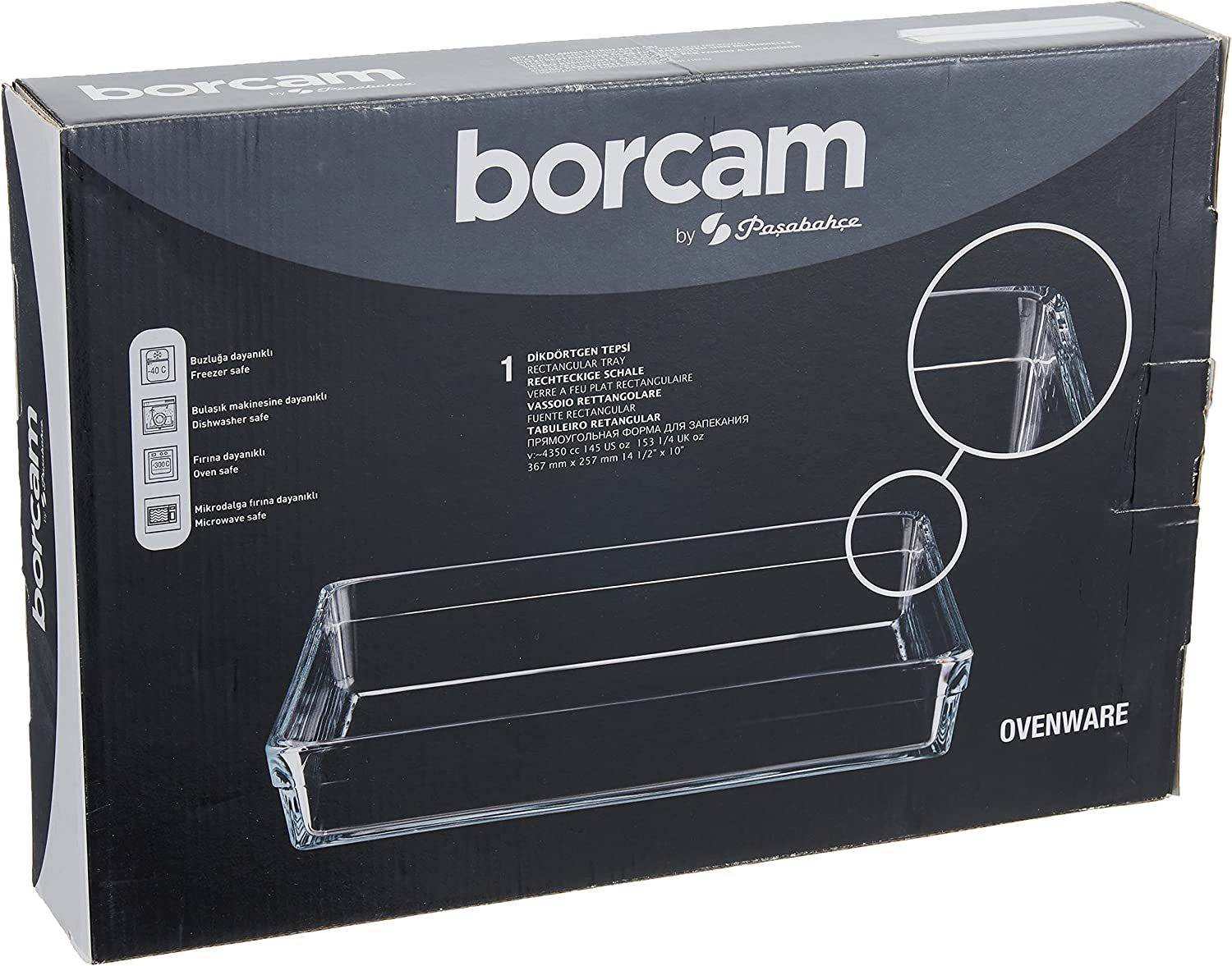 Pasbahce Borcam Premium Rechteckblech 26Cmx37Cm, 4350 cc transparent