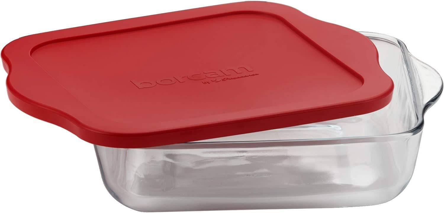 Pasabahce 59024 Borcam mit Deckel - Auflaufform, Backform, Servierform eckig aus Glas, 32 x 28 cm 3,2L