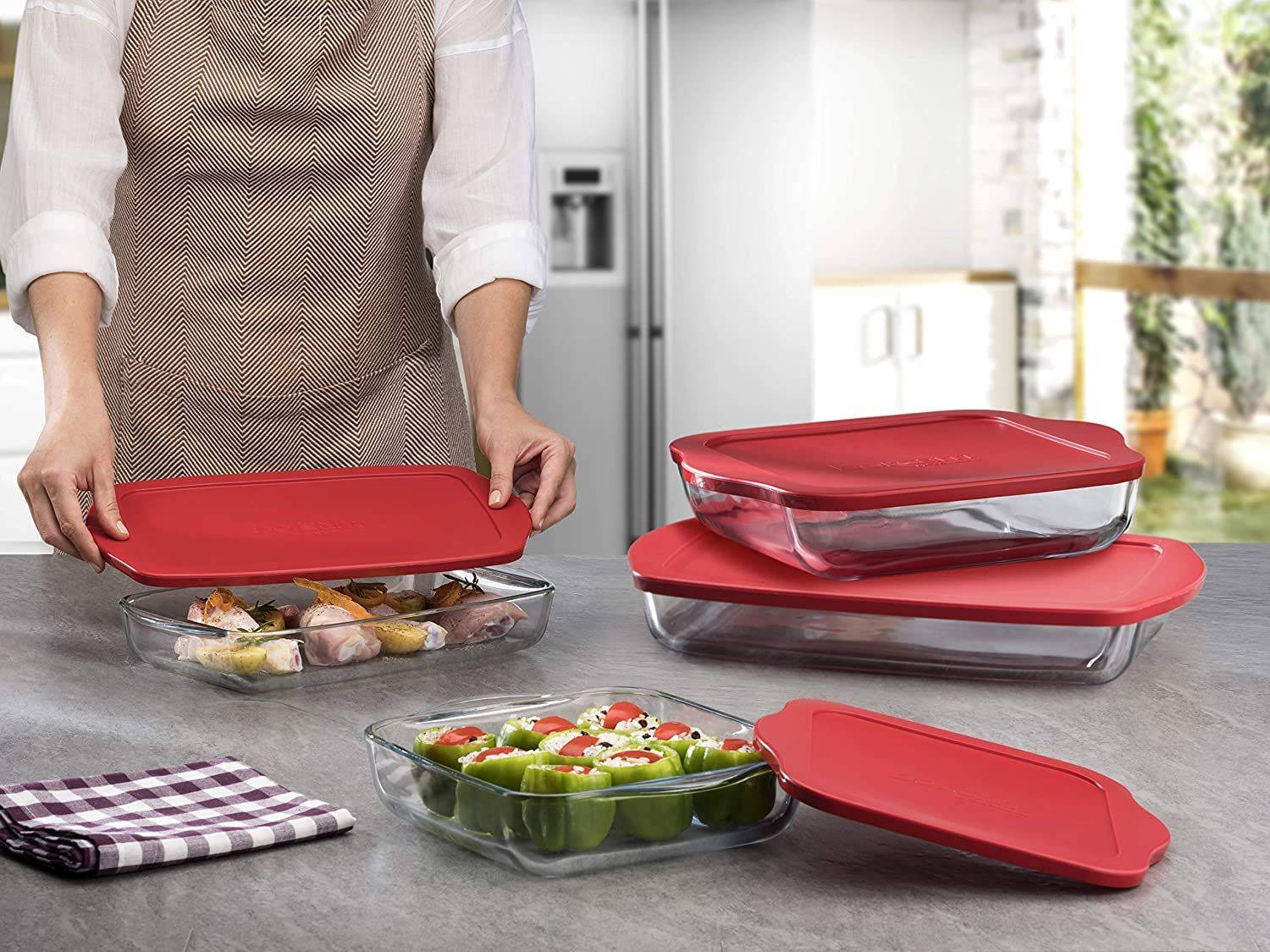 Pasabahce 59024 Borcam mit Deckel - Auflaufform, Backform, Servierform eckig aus Glas, 32 x 28 cm 3,2L