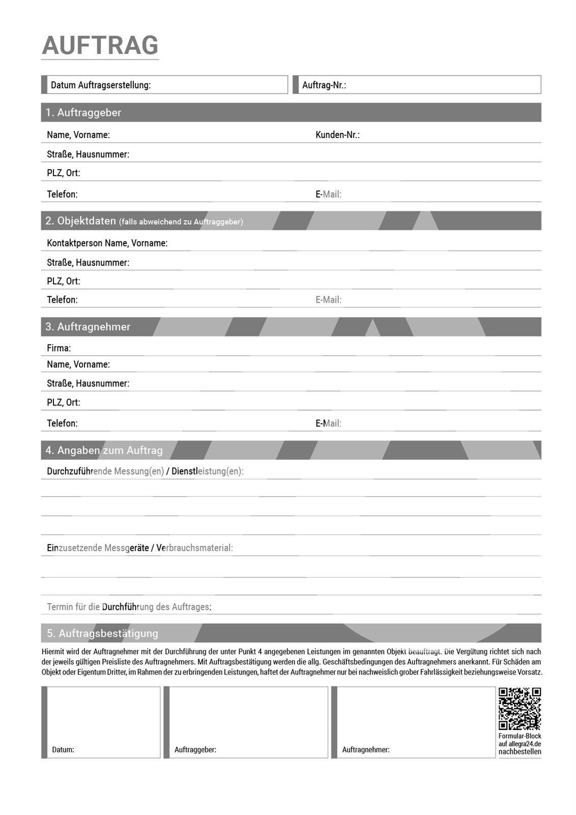 Auftragsformular A4-Block selbstdurchschreibend