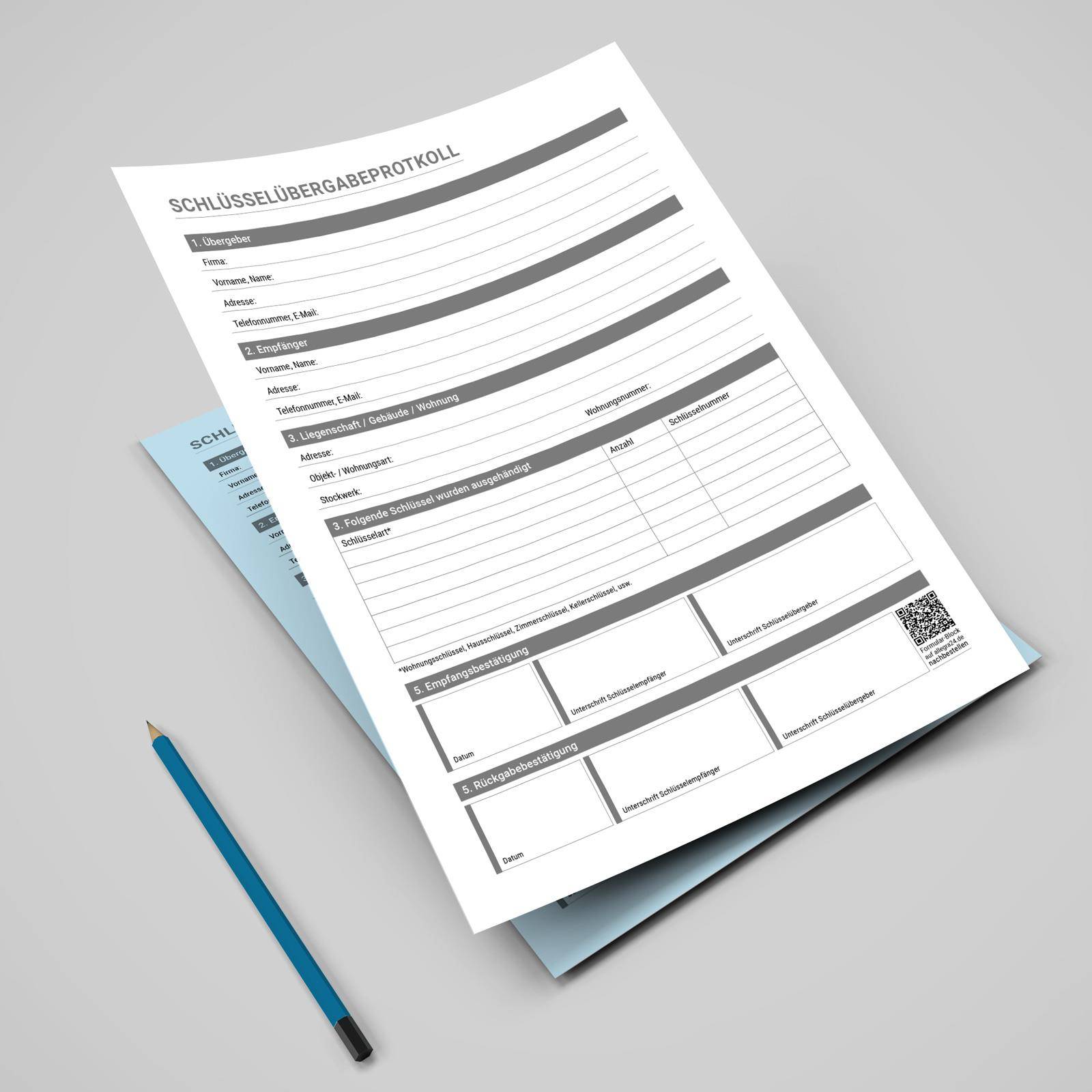 Schlüsselübergabeprotokoll A4-Block selbstdurchschreibend