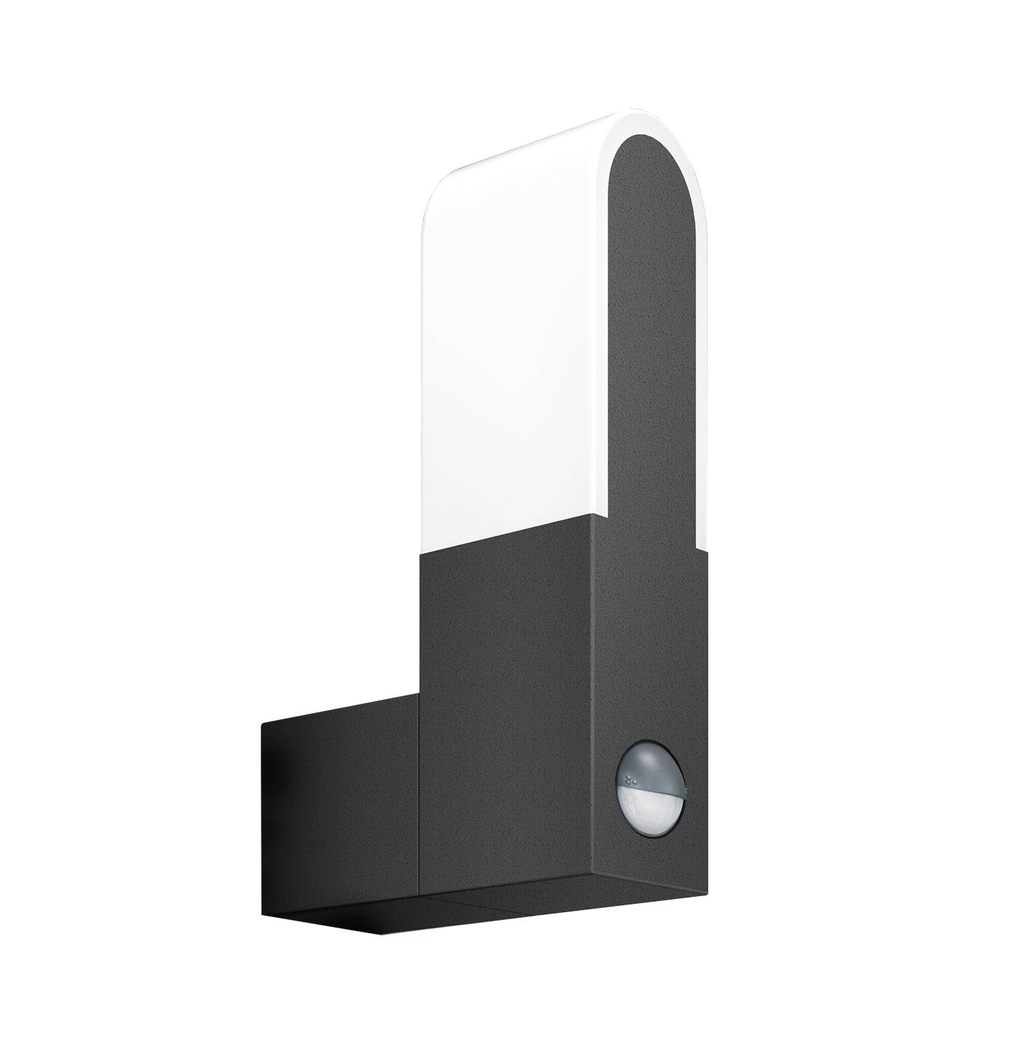 Deutsche LED Wandaußenleuchte IP54 Dunkelgrau 9W 600lm Warmweiss Bewegungsmelder