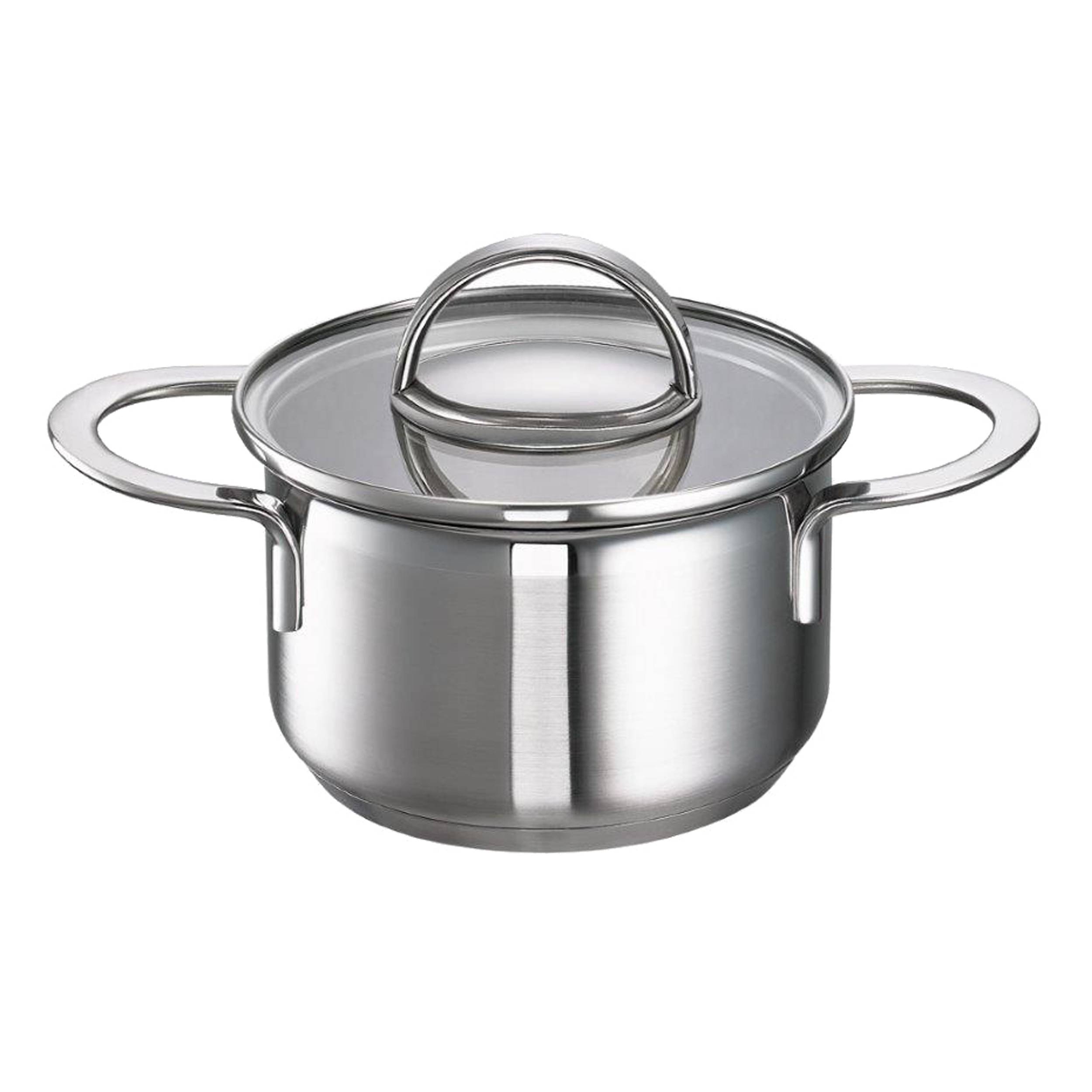 Schulte-Ufer Mini-Fleischtopf Little Lilly, Kleiner Topf, Edelstahl 18/10, Glas, Ø 12 cm, 950 ml, 64018-12