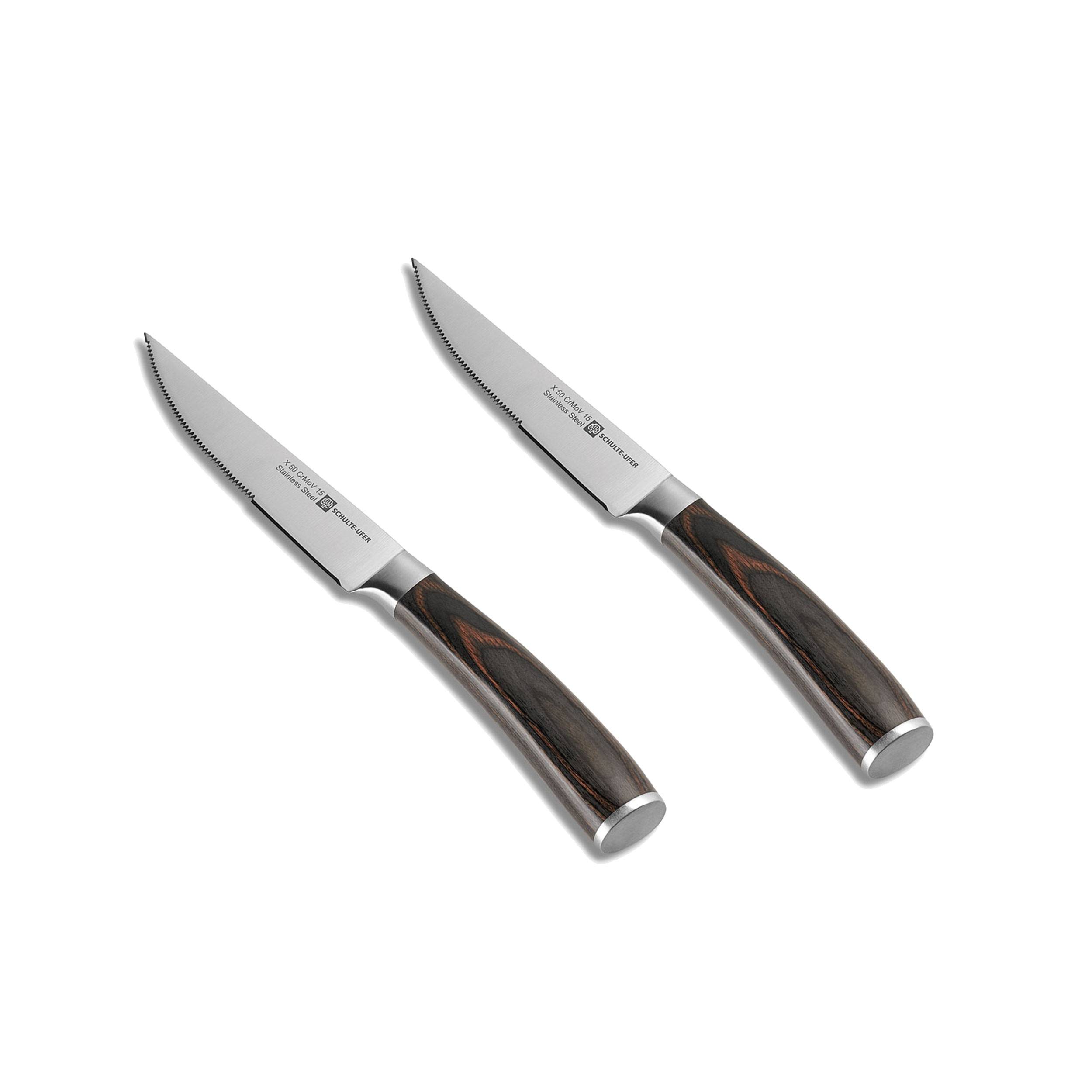 Schulte-Ufer Steakmesser-Set Riku 2-tlg., Fleischmesser, Messer, Klingenstahl, Schichtholzgriff, 61623