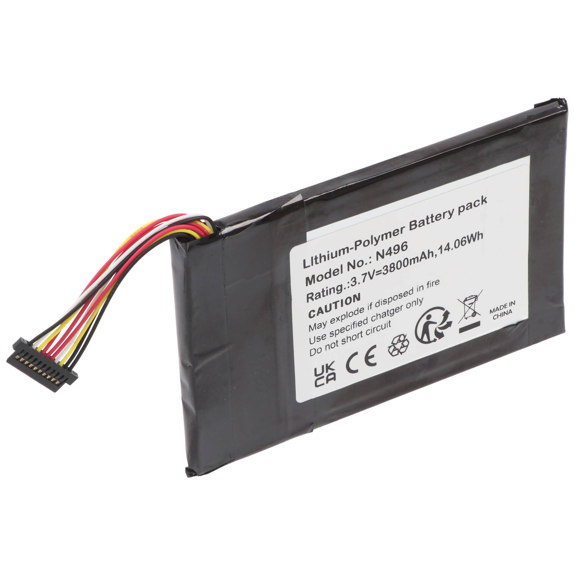 AKKU 3.7V 3.800mAh 14.06Wh Li-Polymer N496 für GPS Magellan TRX7, 93 x 58,6 x 4,9mm