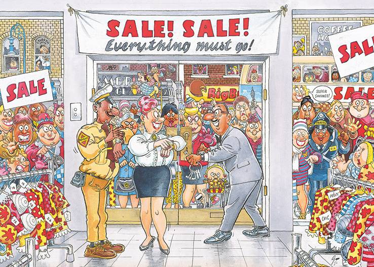 JUMBO 1110100018 Wasgij Mystery Retro 7 alles muss raus! 1000 Teile Puzzle