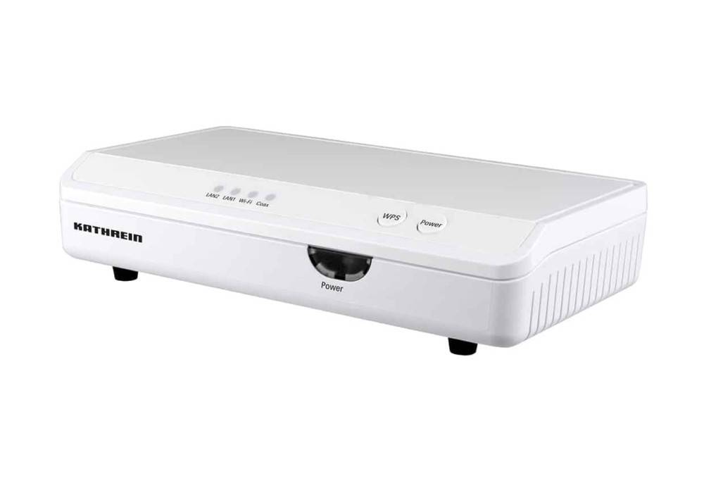 Ein weißer kabelloses Router-Gerät mit mehreren Kontrollleuchten und Tasten mit den Beschriftungen „WPS