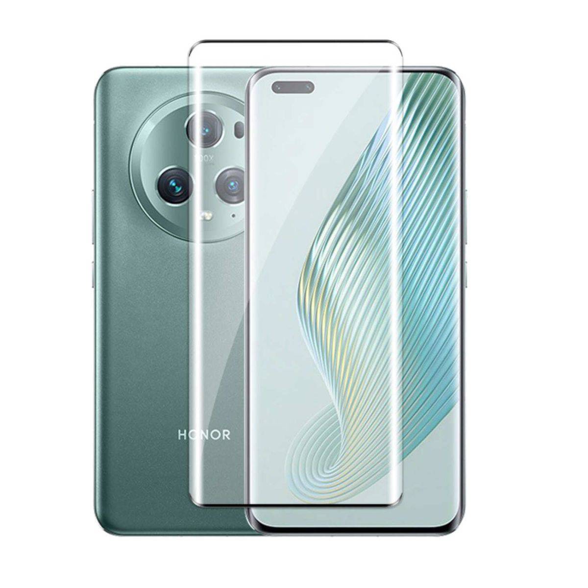 Für Honor Magic 5 Pro 4D Premium 0,3 mm H9 Curved Hart Glas Panzer Schwarz Folie Schutz Hülle Neu