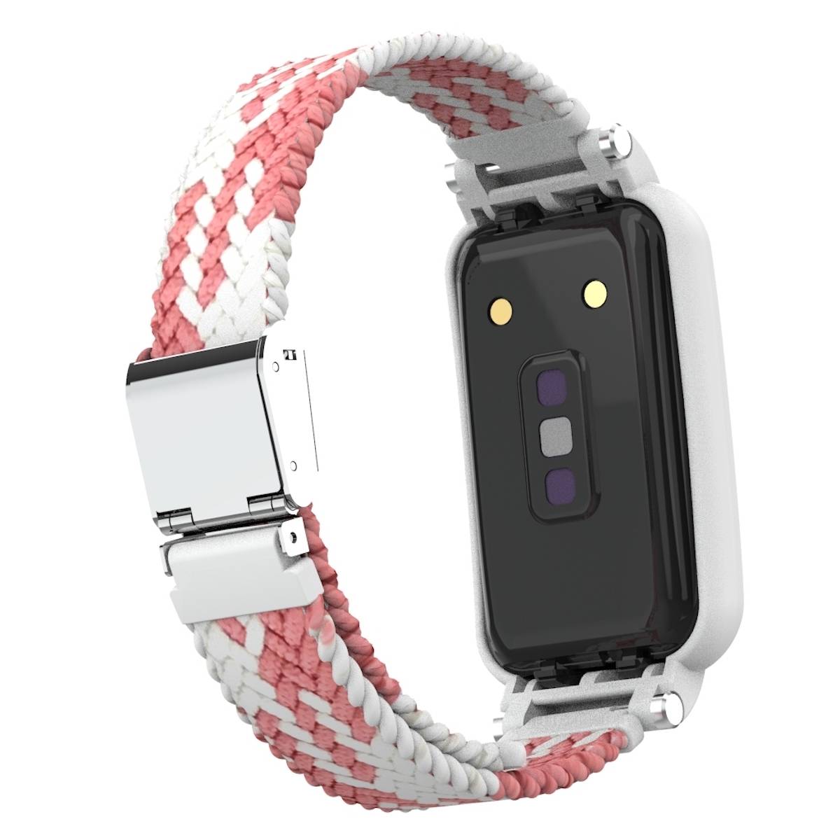 Für Xiaomi Mi Band 7 Pro Geflochtenes Nylon Armband Rosa / Weiß Ersatz Armband Smart Uhr Smart Watch