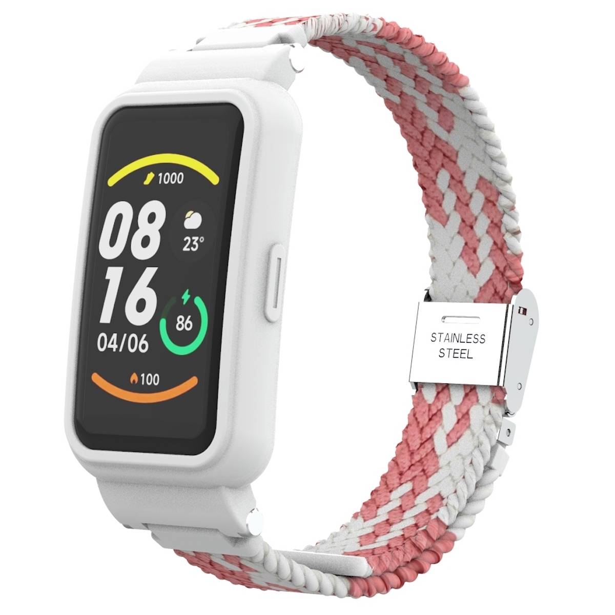 Für Xiaomi Mi Band 7 Pro Geflochtenes Nylon Armband Rosa / Weiß Ersatz Armband Smart Uhr Smart Watch