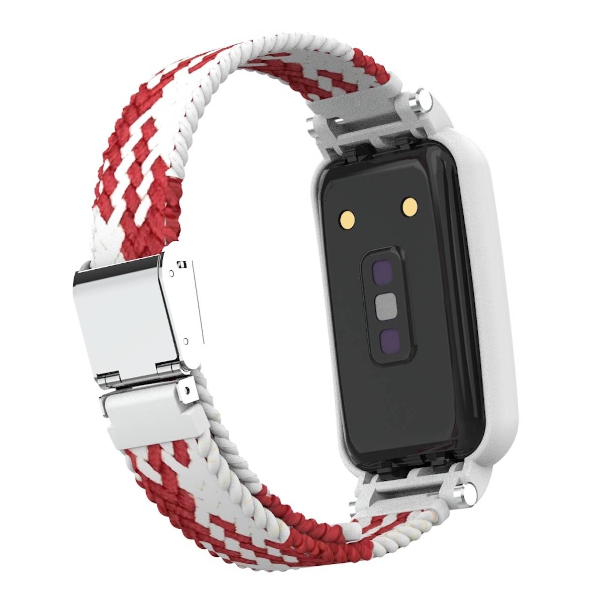 Für Xiaomi Mi Band 7 Pro Geflochtenes Nylon Armband Rot / Weiß Ersatz Armband Smart Uhr Smart Watch