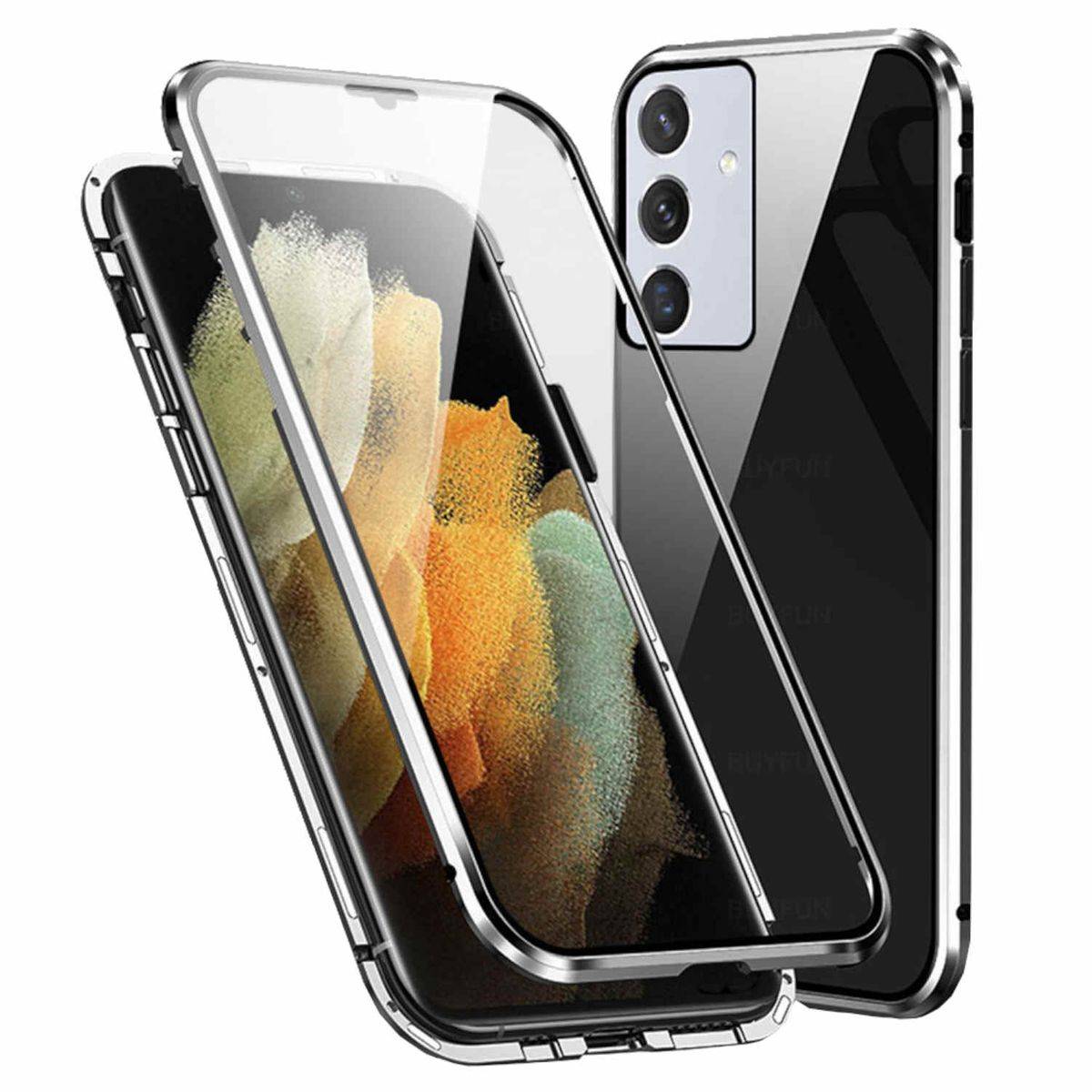 Für Samsung Galaxy A34 5G 360 Grad Magnet Glas Hülle Handy Tasche Case