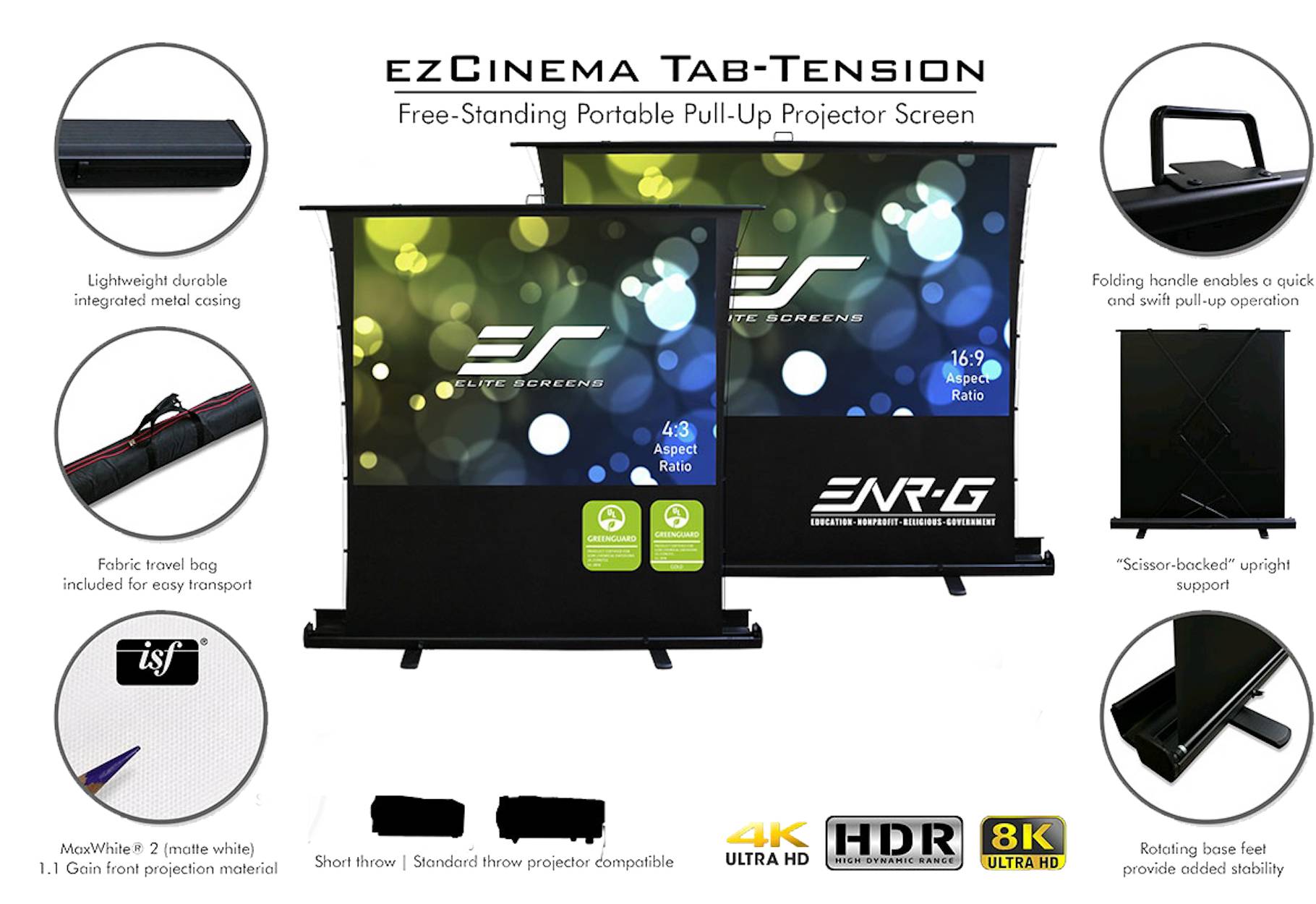 Ez Cinema Tab-Tension 137,16 x 182,88 cm (4:3) 90''