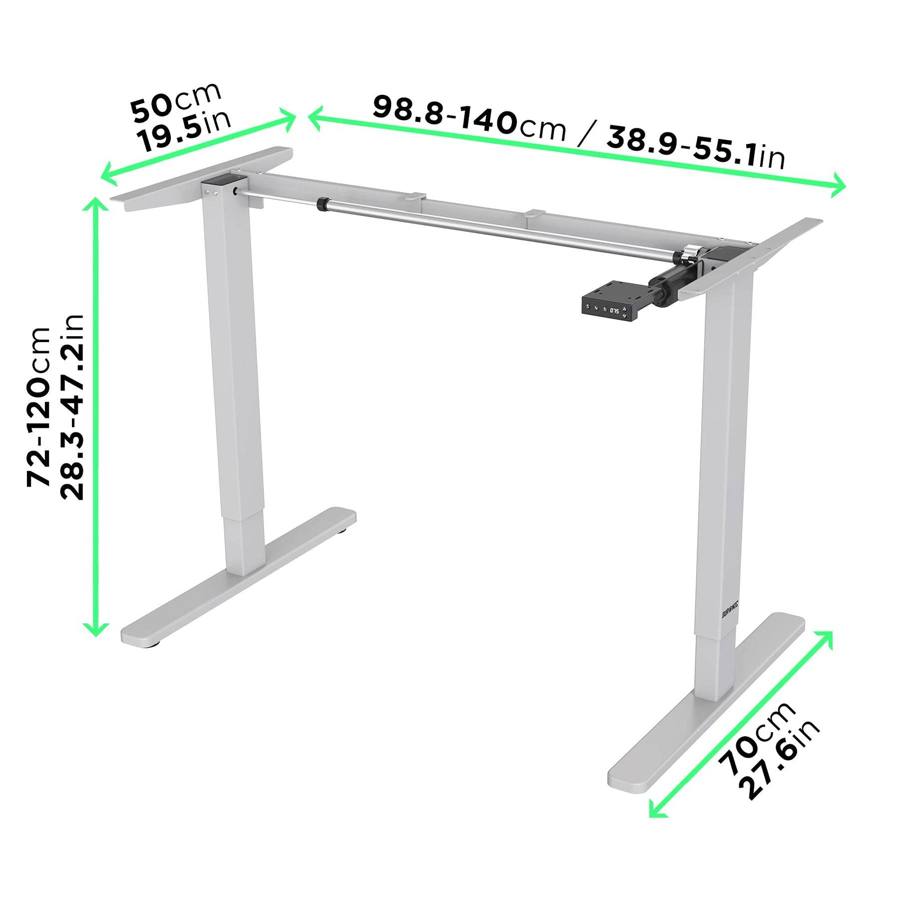 Duronic TM12 GY Schreibtisch Tischgestell | Elektrisch höhenverstellbar bis 120 cm | Gestell für Tischplatten bis 140 cm