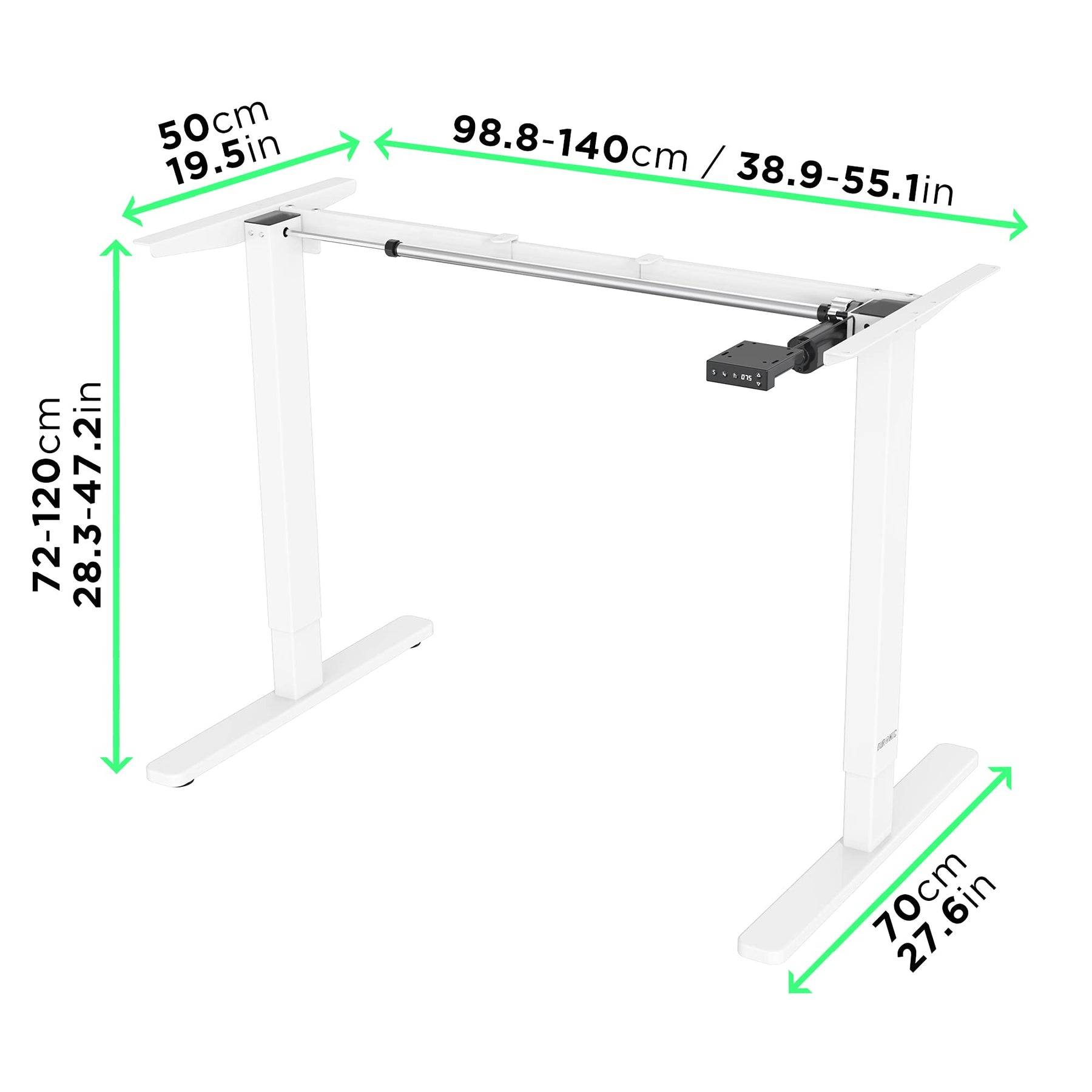 Duronic TM12 WE Schreibtisch Tischgestell | Elektrisch höhenverstellbar bis 120 cm | Gestell für Tischplatten bis 140 cm
