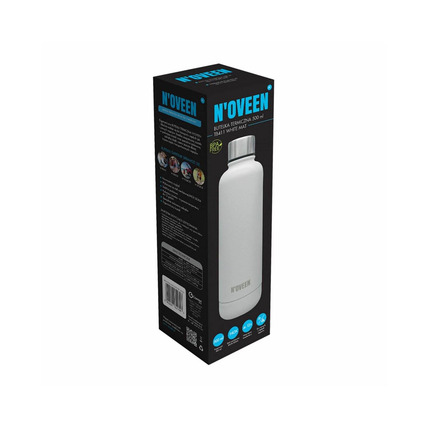 Matte Edelstahl Thermoflasche | 500 ml, Weiß