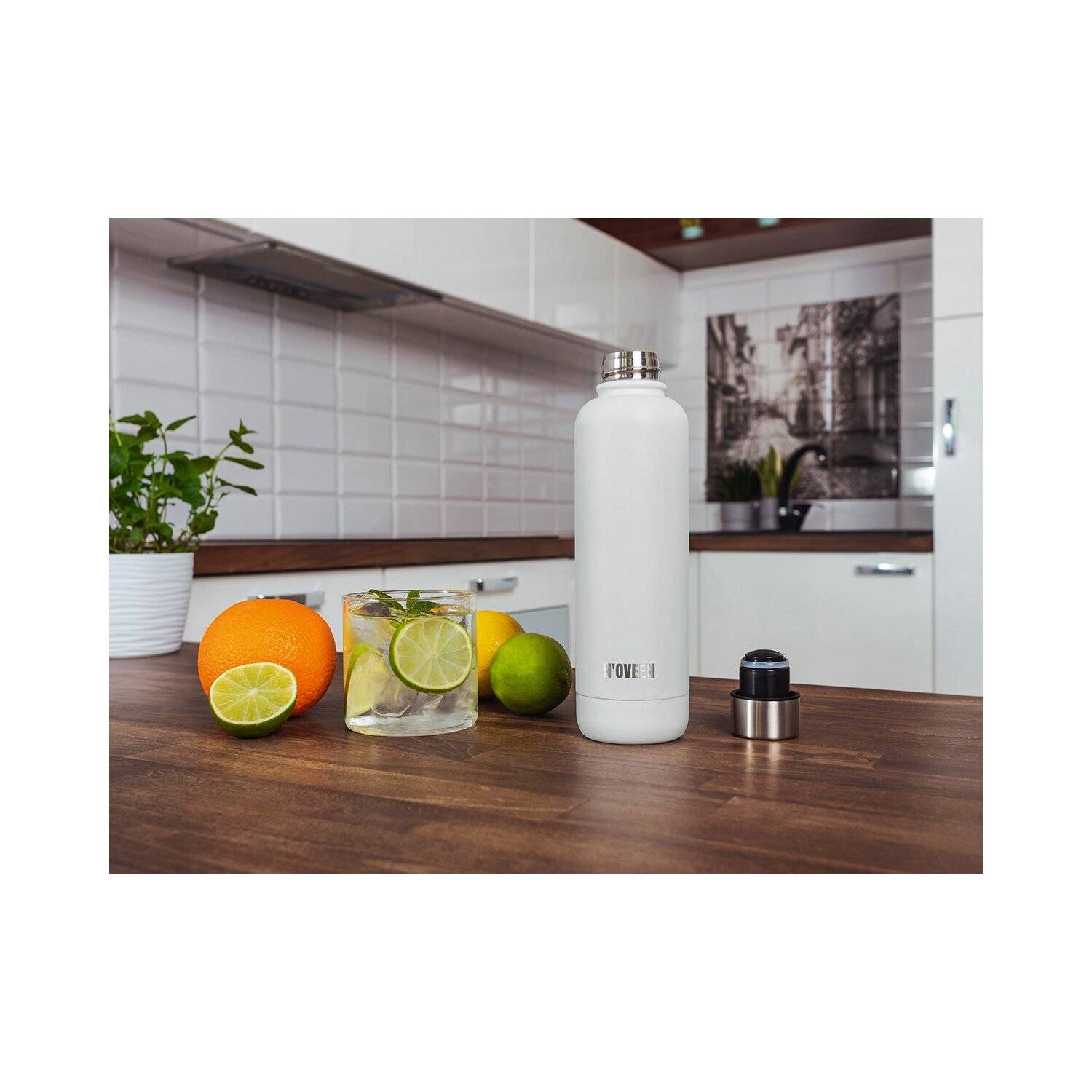 Matte Edelstahl Thermoflasche | 500 ml, Weiß