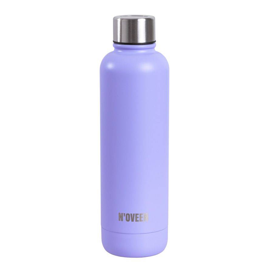 Noveen TB413 Thermoflasche Trinkflasche 500 ml für heiße und kalte Getränke Edelstahl Hellviolett Matt