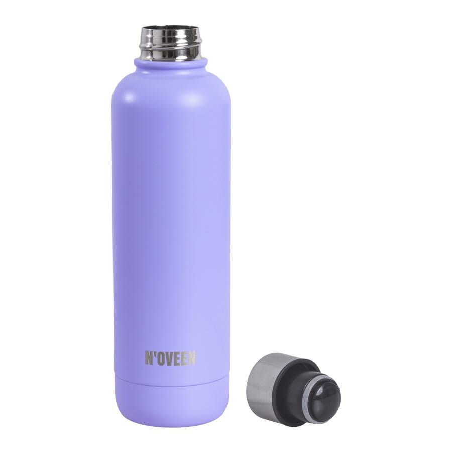 Noveen TB413 Thermoflasche Trinkflasche 500 ml für heiße und kalte Getränke Edelstahl Hellviolett Matt