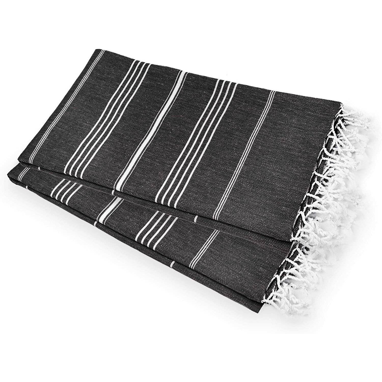 Turquoise Home 2er Pack Pestemal Küchetuch Handtuch 50x90cm Putztuch Schwarz