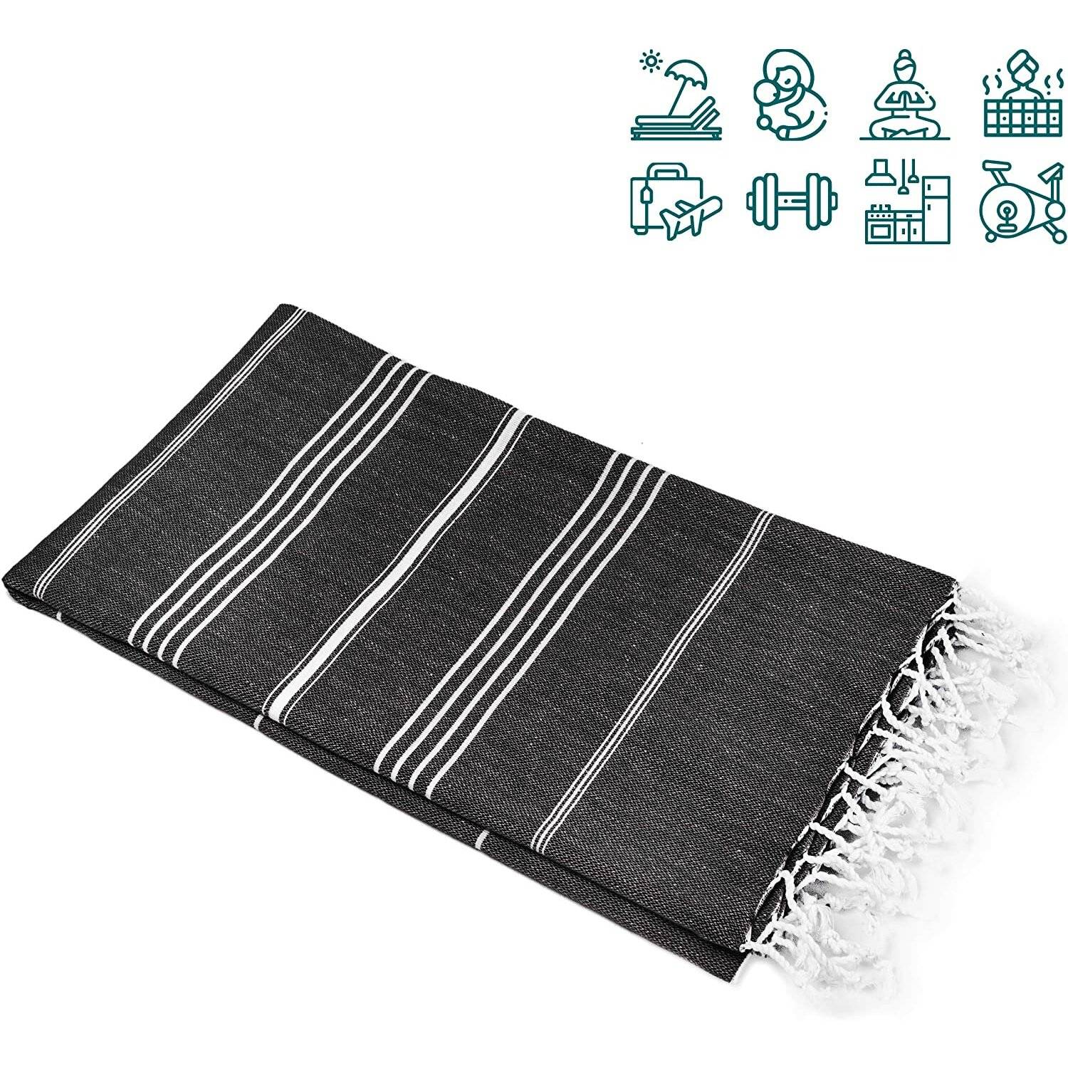 Turquoise Home 2er Pack Pestemal Küchetuch Handtuch 50x90cm Putztuch Schwarz