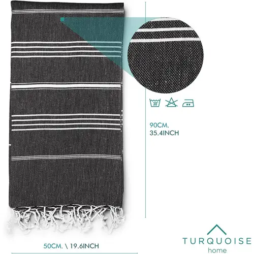 Turquoise Home 2er Pack Pestemal Küchetuch Handtuch 50x90cm Putztuch Schwarz Turquoise Home 2er Pack Pestemal Küchetuch Handtuch 50x90cm Putztuch Schwarz