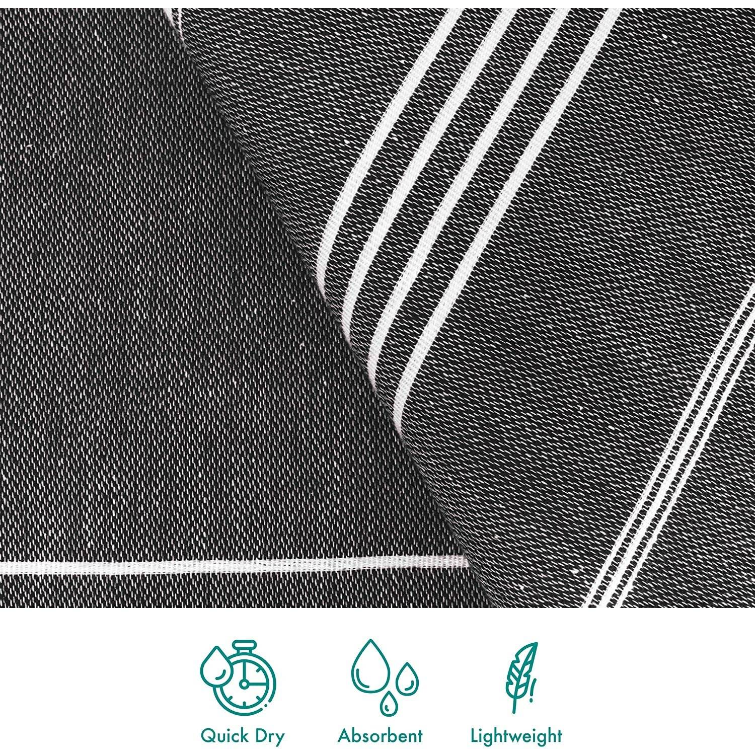 Turquoise Home 2er Pack Pestemal Küchetuch Handtuch 50x90cm Putztuch Schwarz