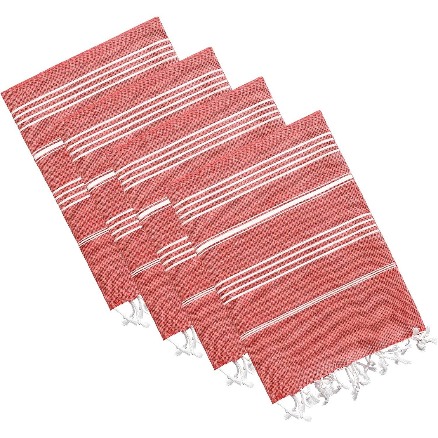 Turquoise Home 4er Pack Pestemal Küchetuch Handtuch 50x90cm Putztuch Badetuch Rot