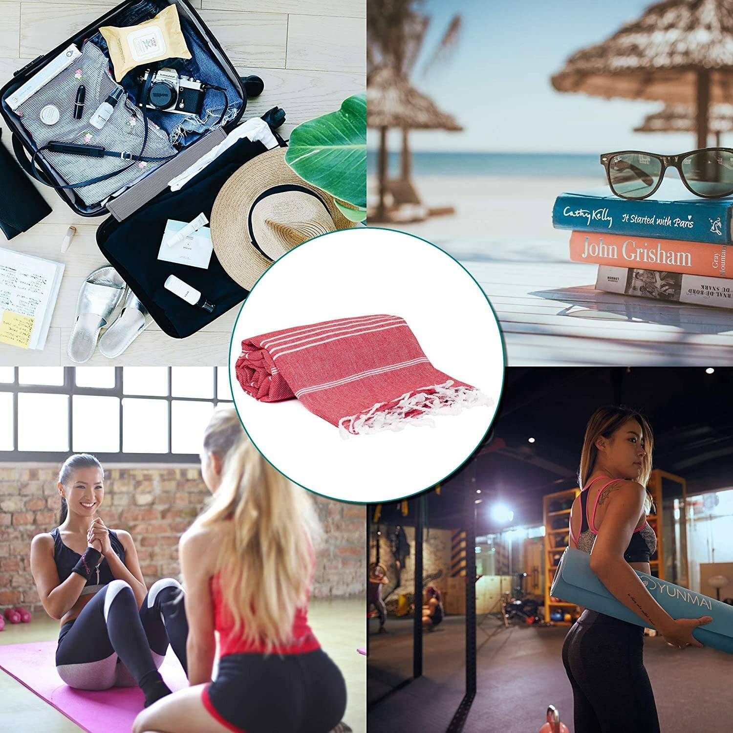 Turquoise Home 4er Pack Pestemal Küchetuch Handtuch 50x90cm Putztuch Badetuch Rot