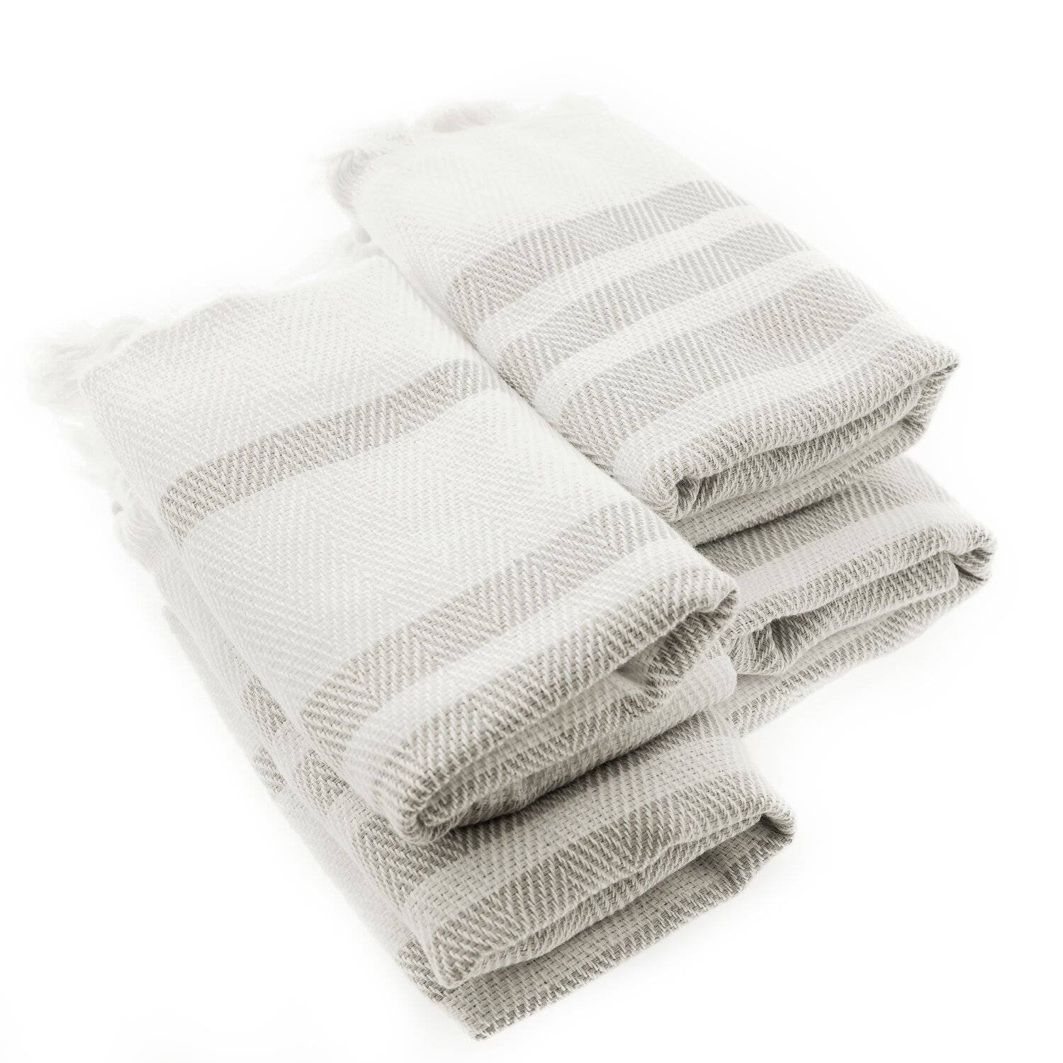 Turquoise Home 4er Pack Pestemal Küchetuch Handtuch 50x90cm Putztuch Badetuch Weiß-Grau