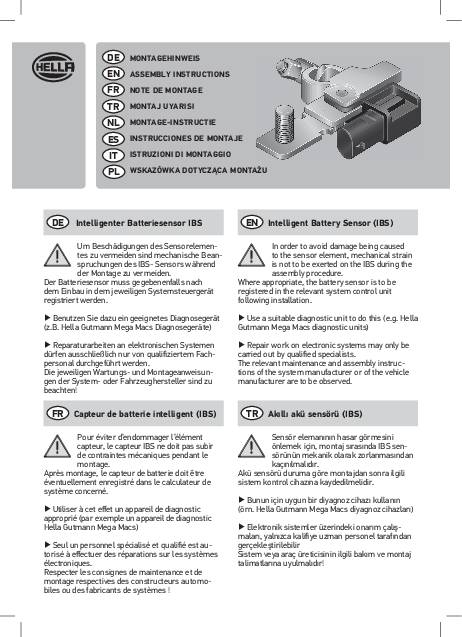 HELLA 6PK 010 181-701 Sensor, Batteriemanagement - 12V - geschraubt - Kabel: 180mm