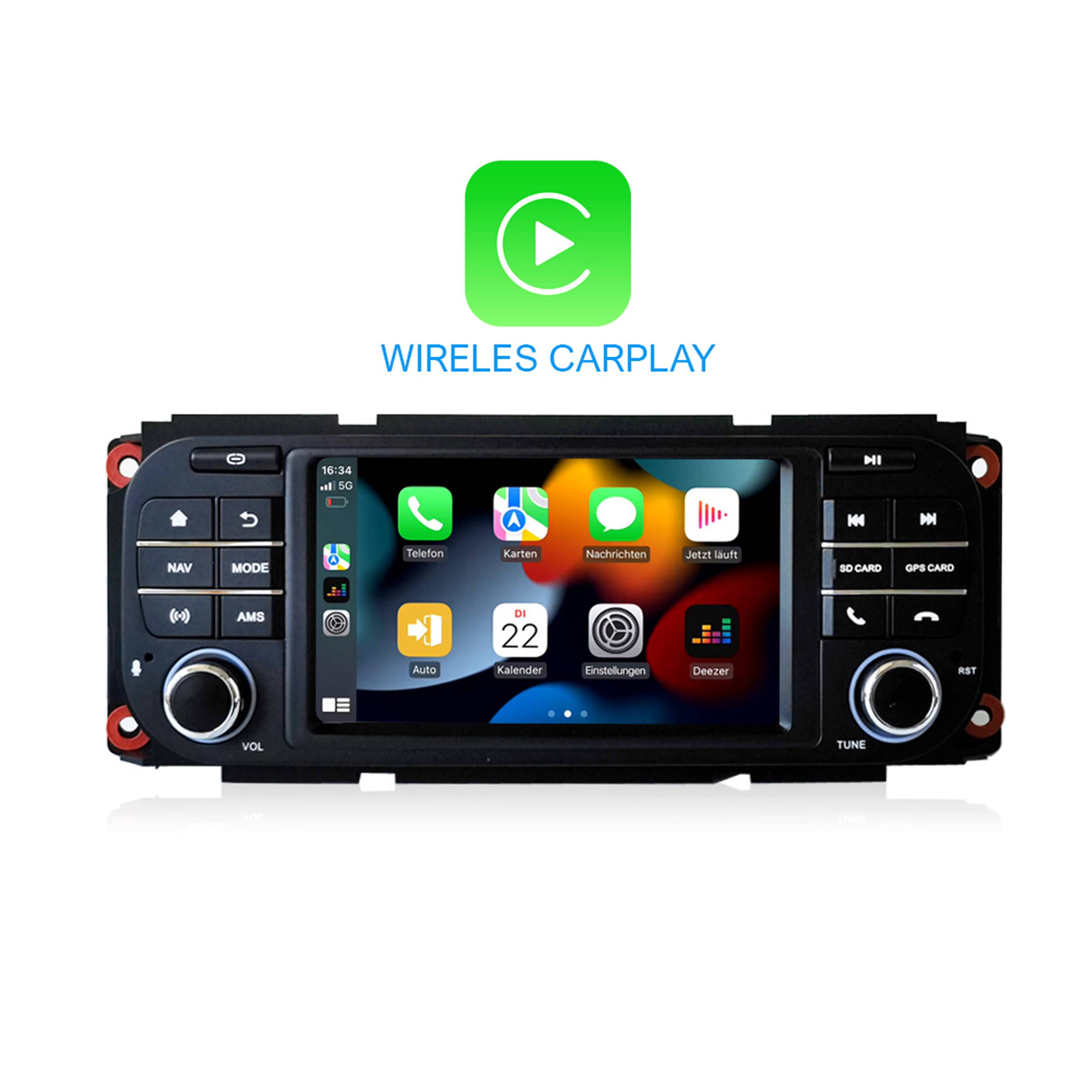 Für Chrysler Jeep Dodge 5" Touchscreen Android GPS Navigation CarPlay