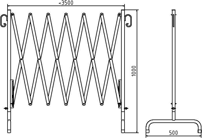Schake Absperrschere, ausziehbar, 4 Varianten verfügbar | Farbe: rot / weiß | Größe: ausziehbar bis
